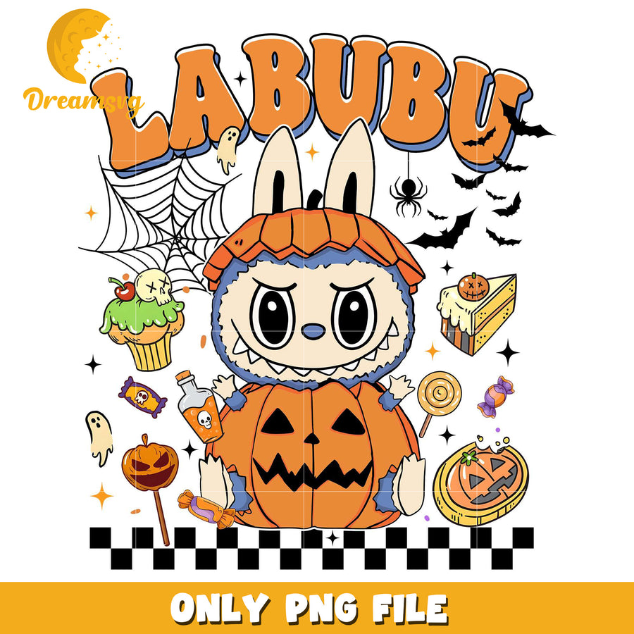 Pumpkin labubu png, halloween wallpaper​​ png, halloween decorations​ png