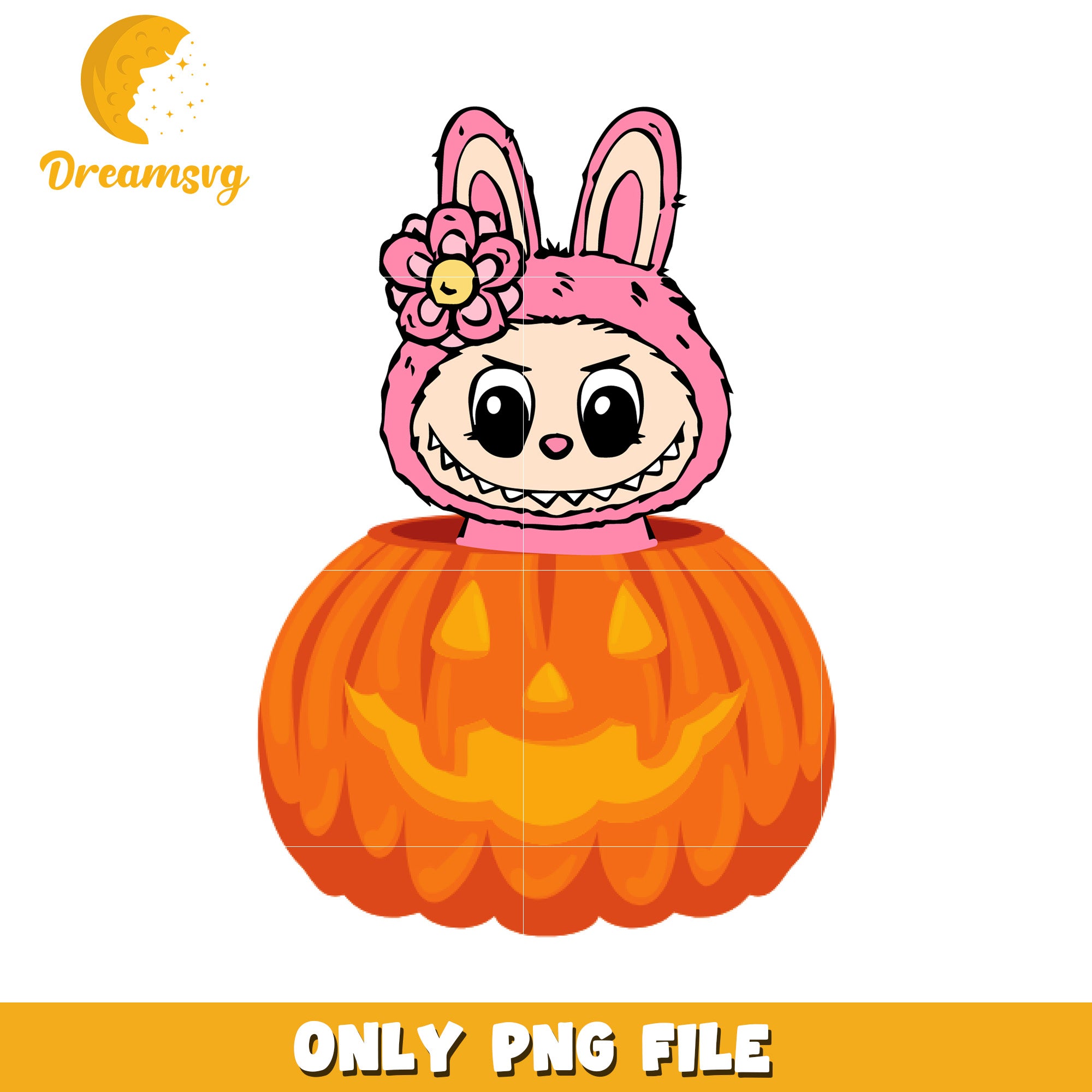 Pumpkin pink labubu design png, halloween time png, spooky season png
