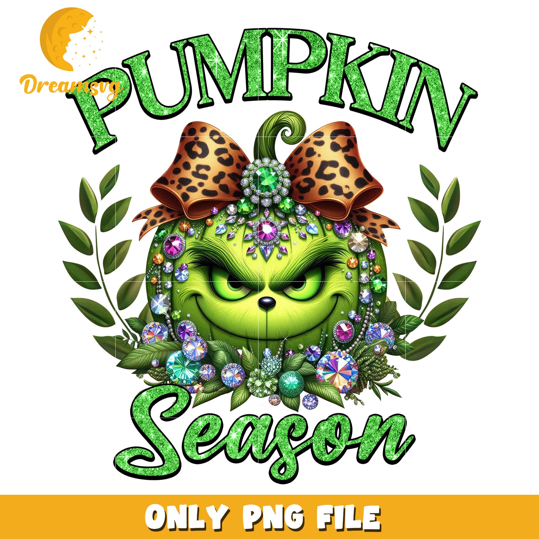 Pumpkin season grinch green png, boutique bow​ png, pumpkin png