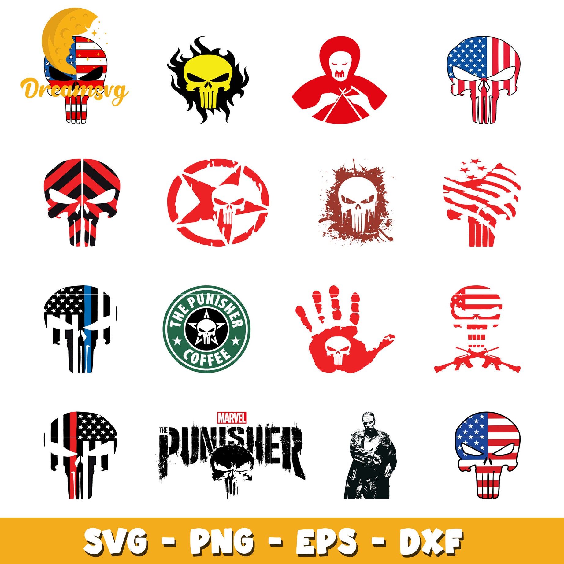 Punisher america Logo bundle svg, crime and punishment svg