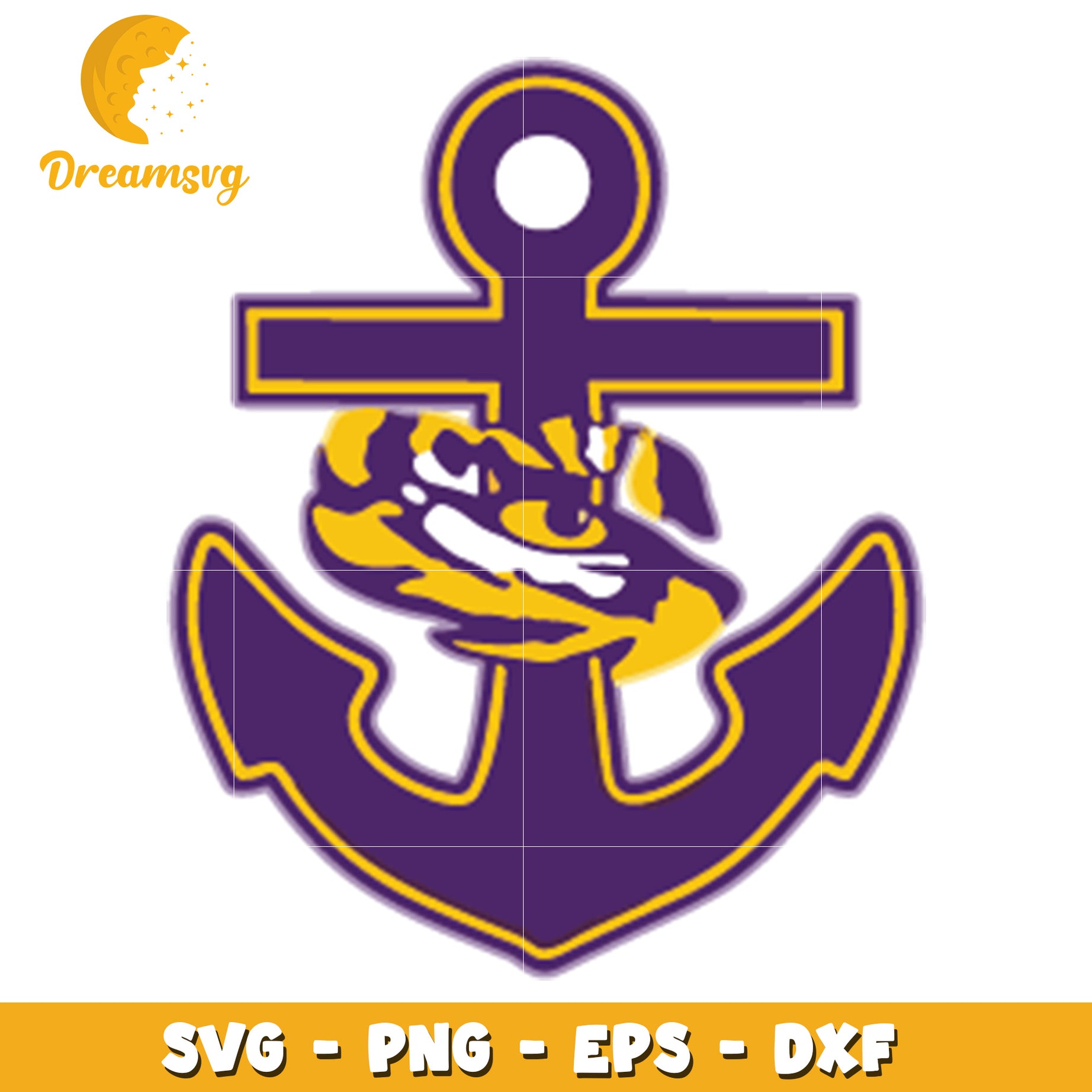 Purple Anchor Mascot SVG PNG EPS DXF