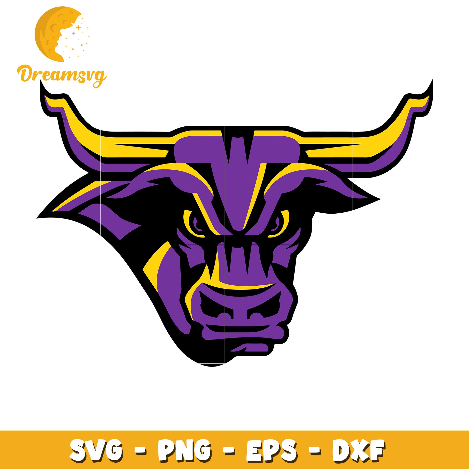 Purple Bull Head SVG PNG EPS DXF