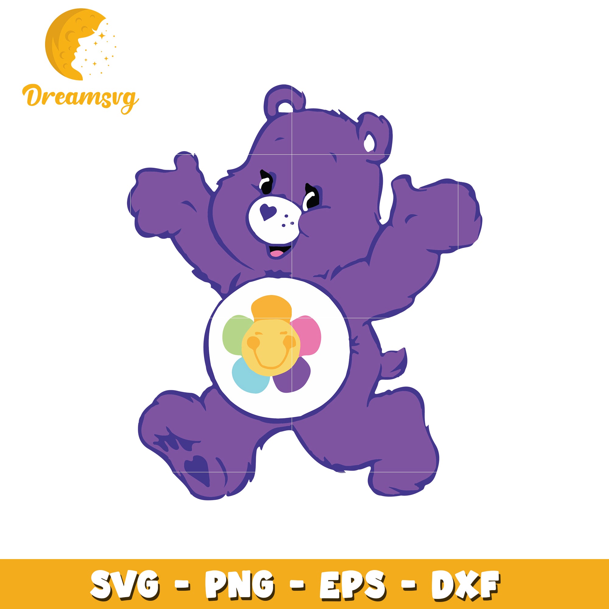 Purple Care Bear SVG PNG EPS DXF