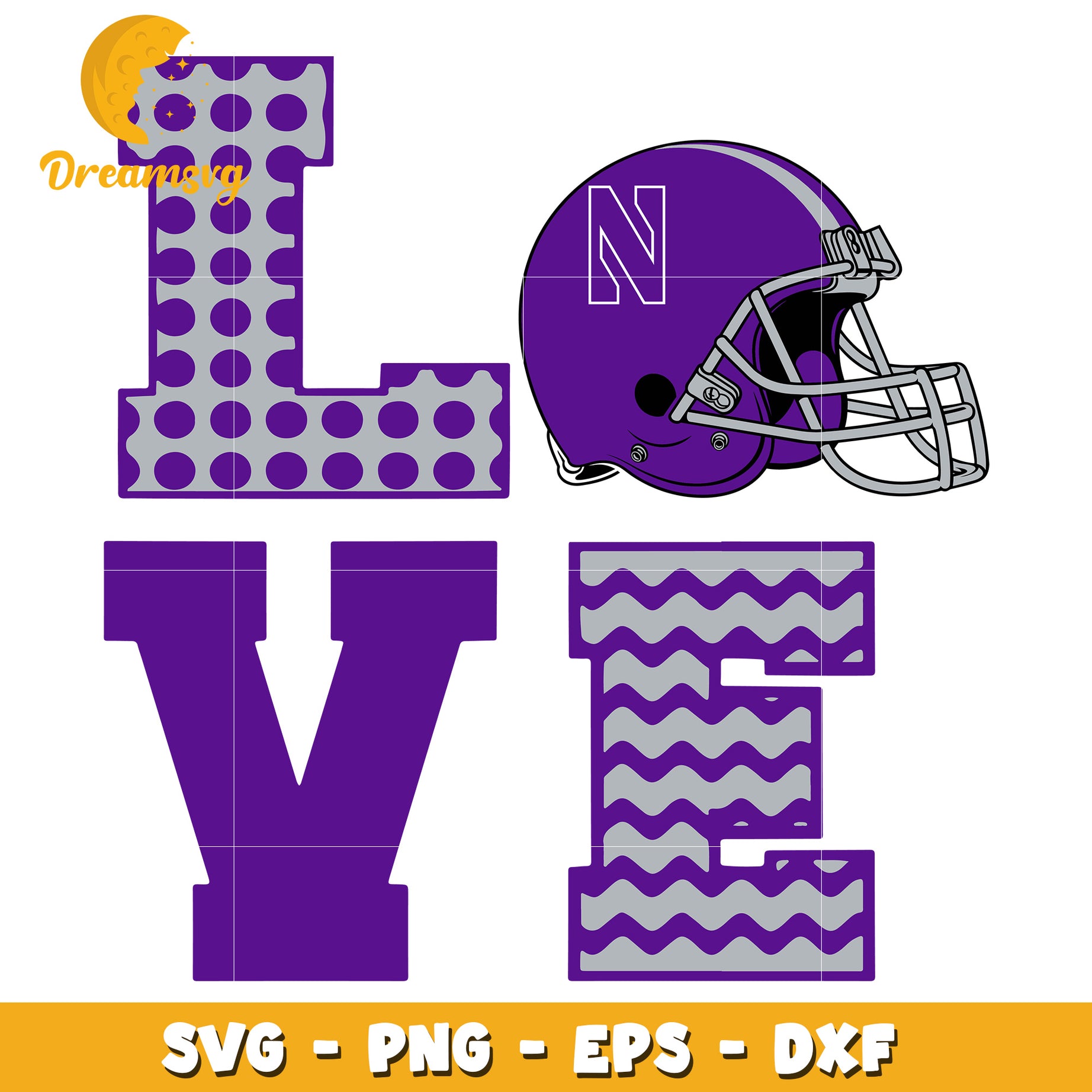 Purple Football Love SVG Design for Crafts and Projects