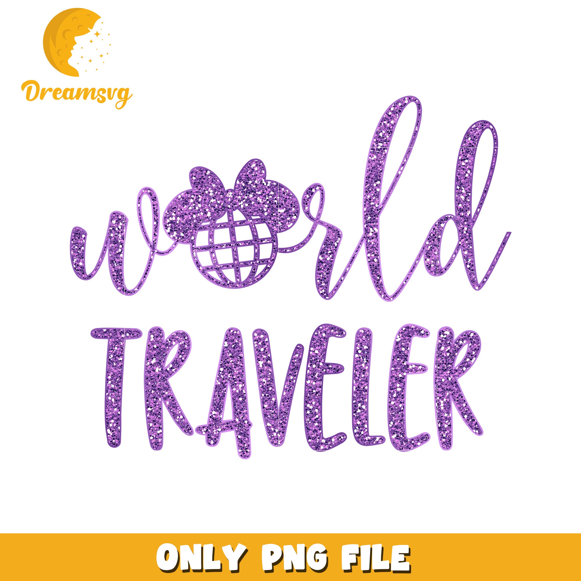 Purple Glitter World Traveler PNG