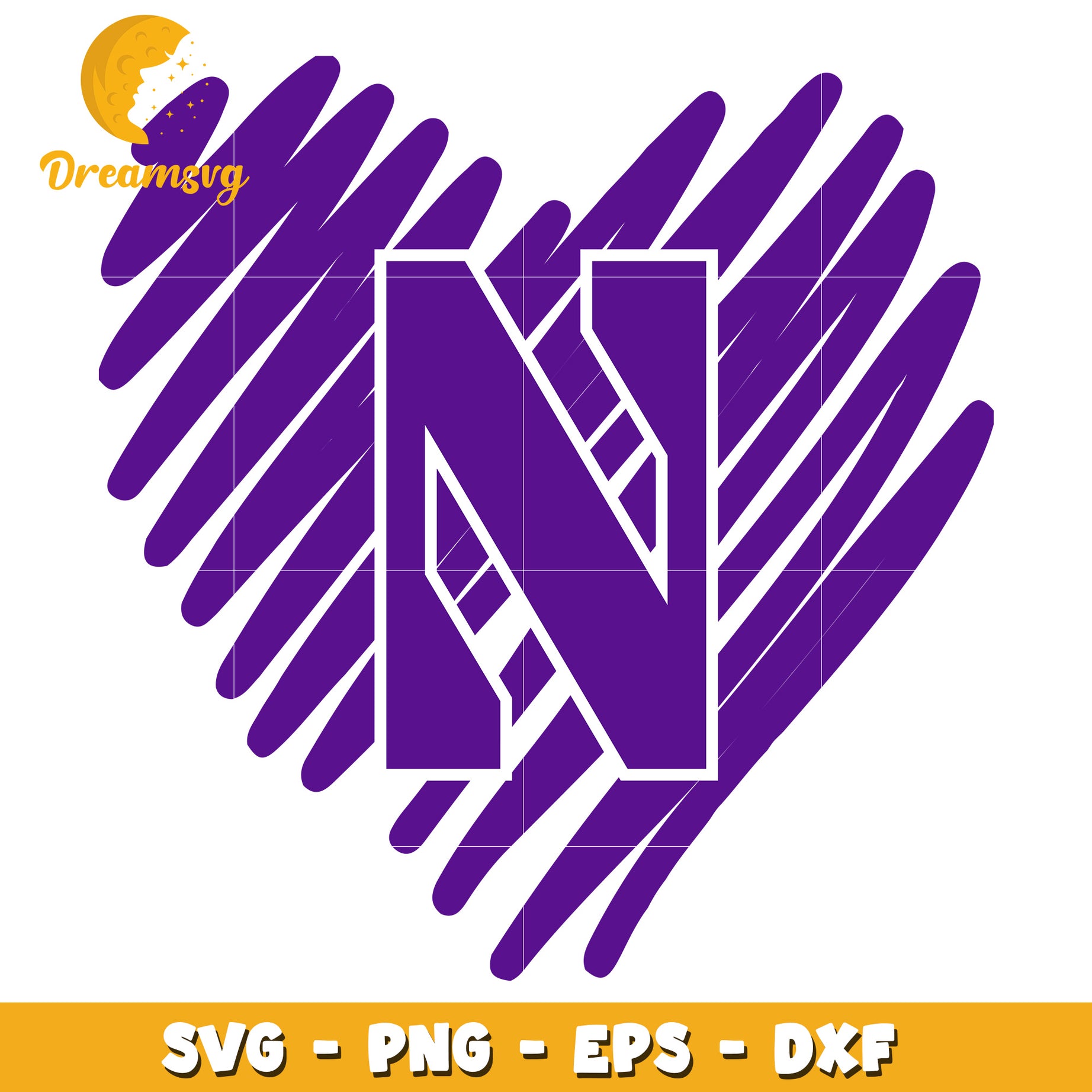 Purple Letter N Heart SVG Design for Crafting and Cutting