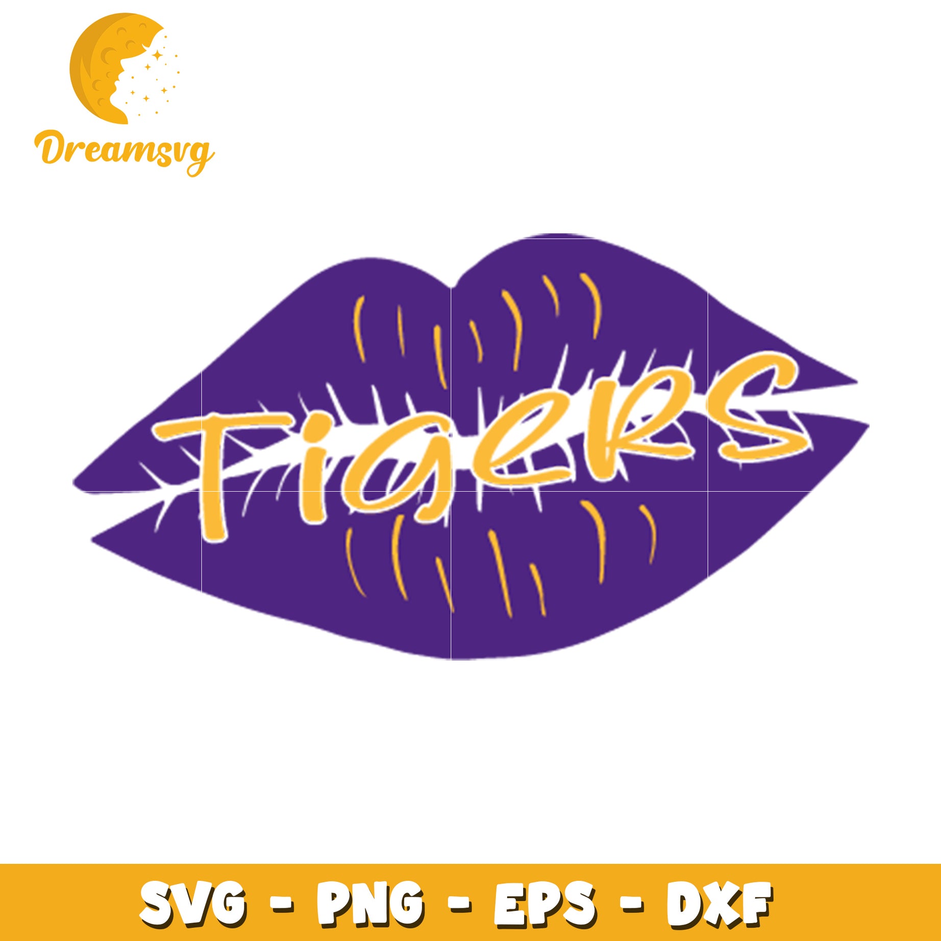 Purple Lips Tigers SVG PNG EPS DXF