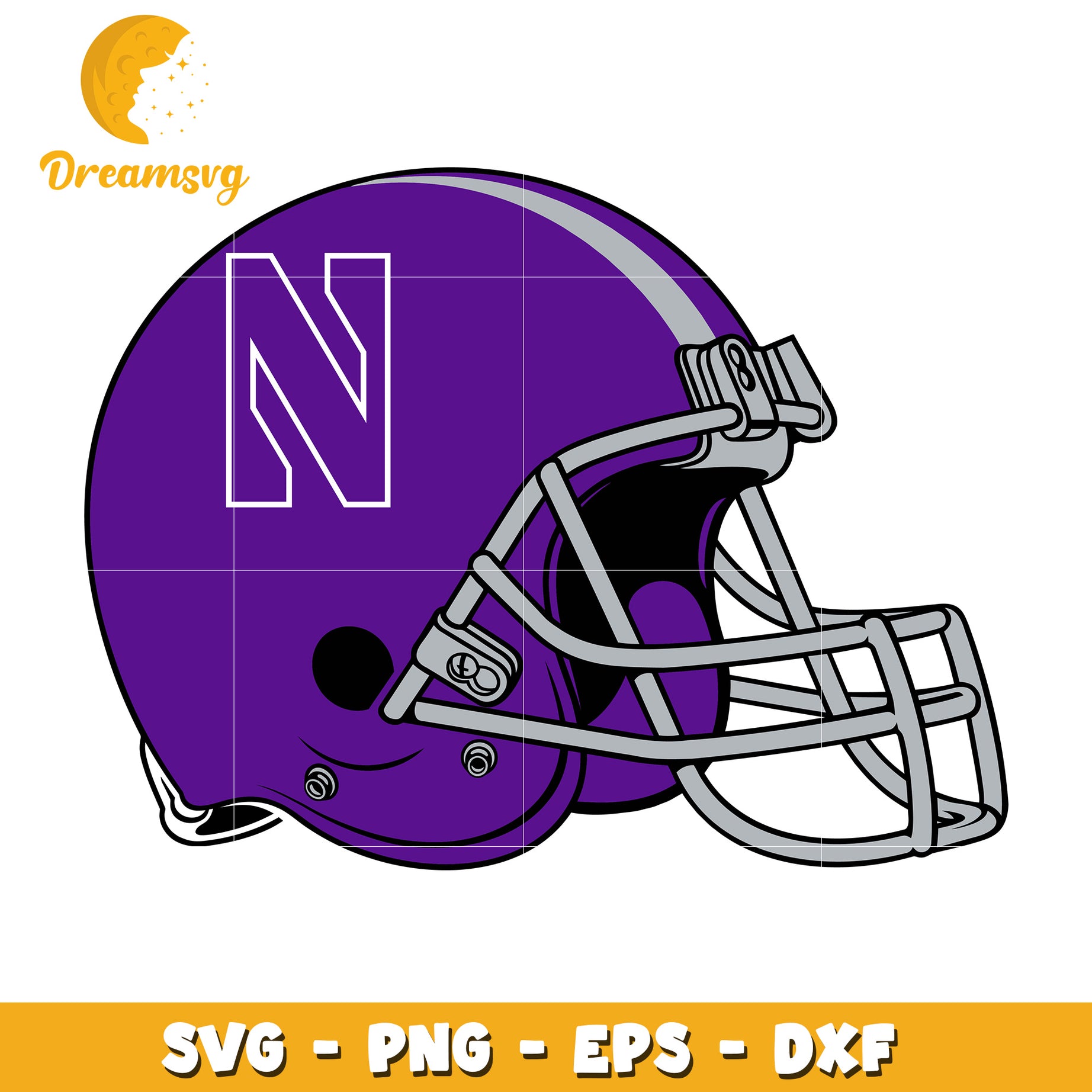 Purple N Football Helmet SVG PNG EPS DXF