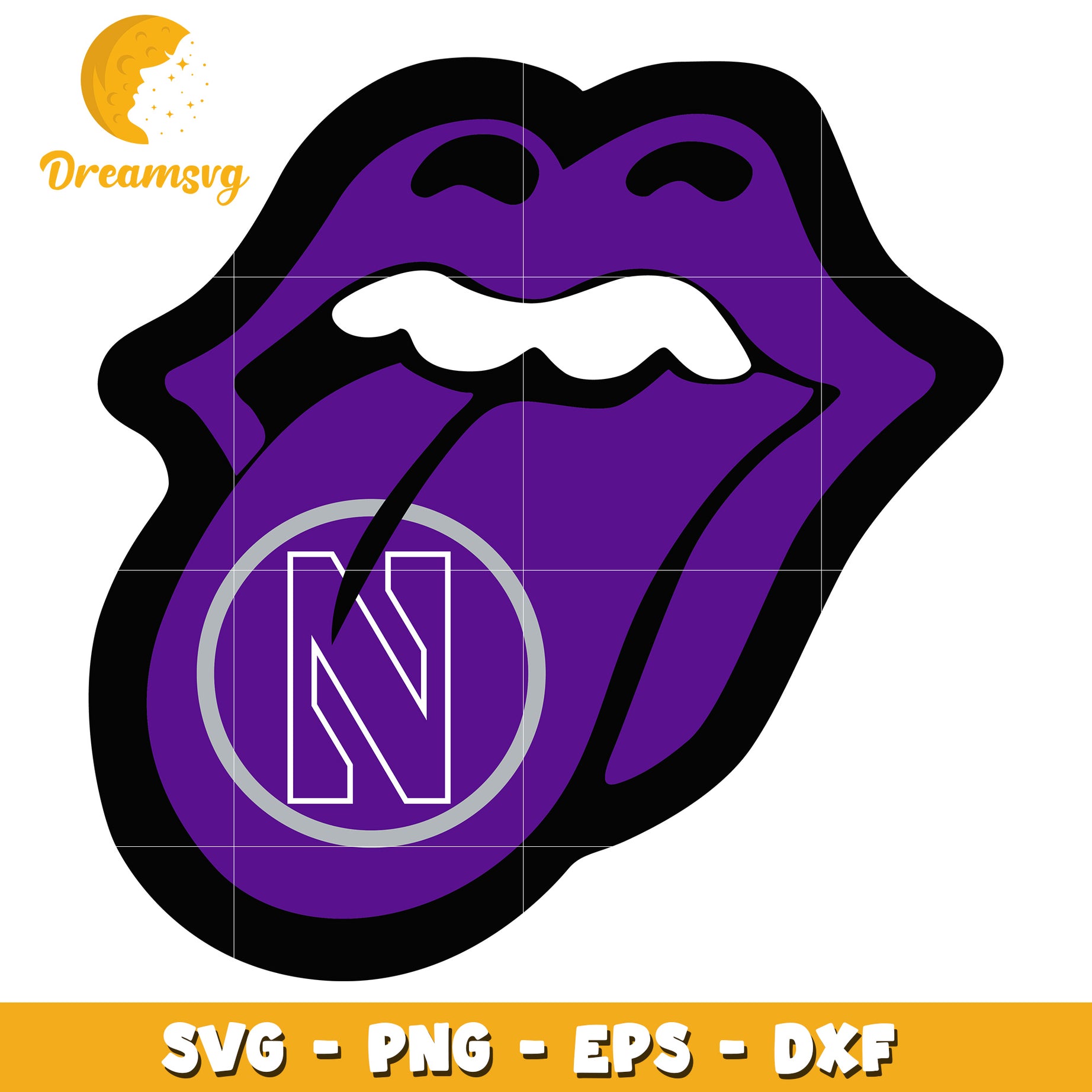 Purple Rolling Stones Tongue N SVG PNG EPS DXF