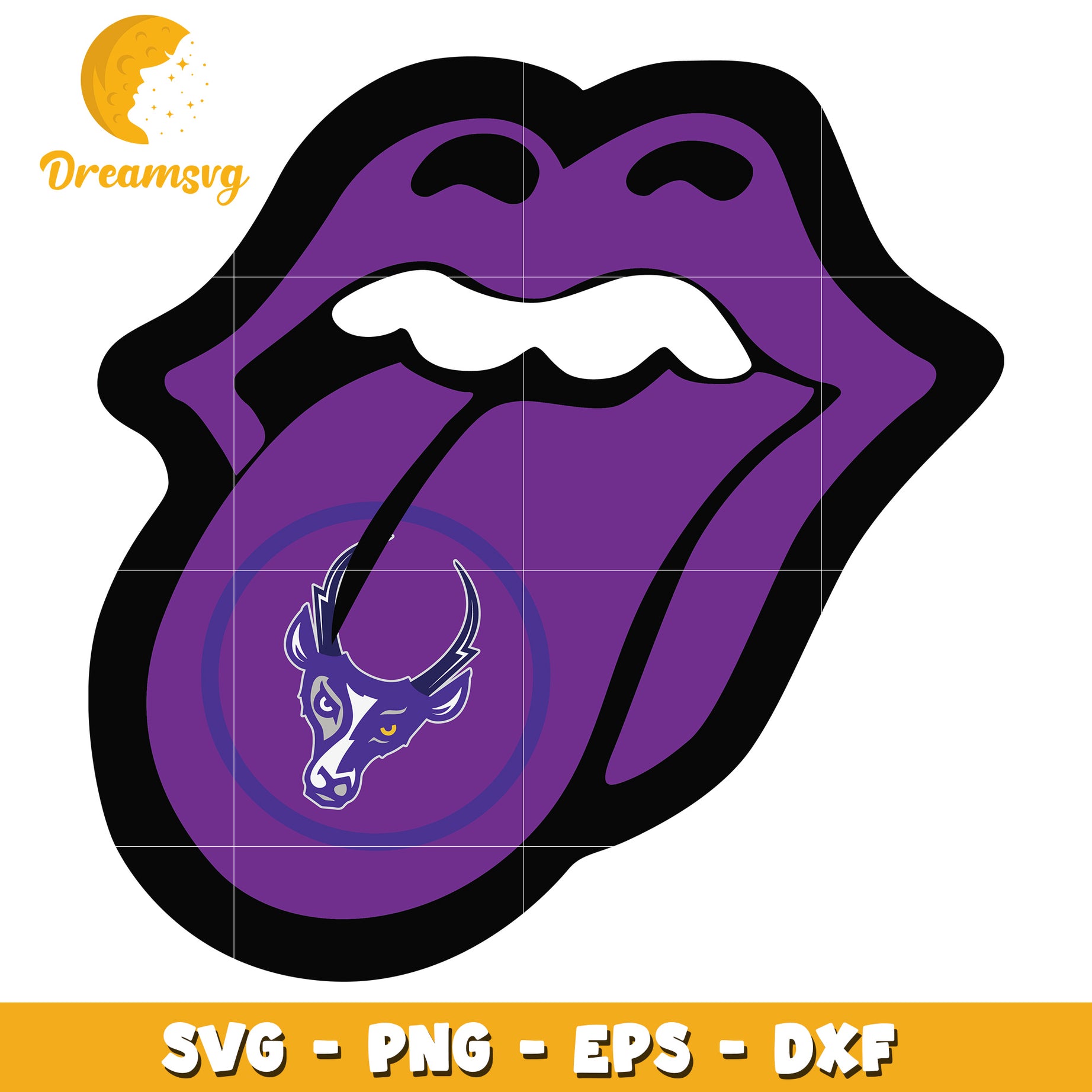 Purple Rolling Stones Tongue SVG Cut File