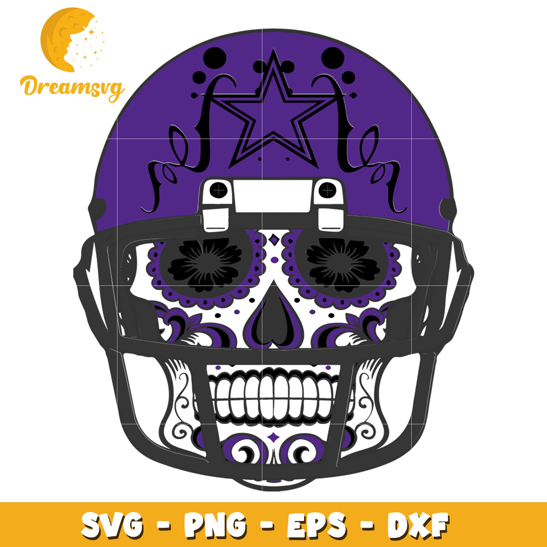 Purple Skull Football Helmet SVG Design for Craft Projects