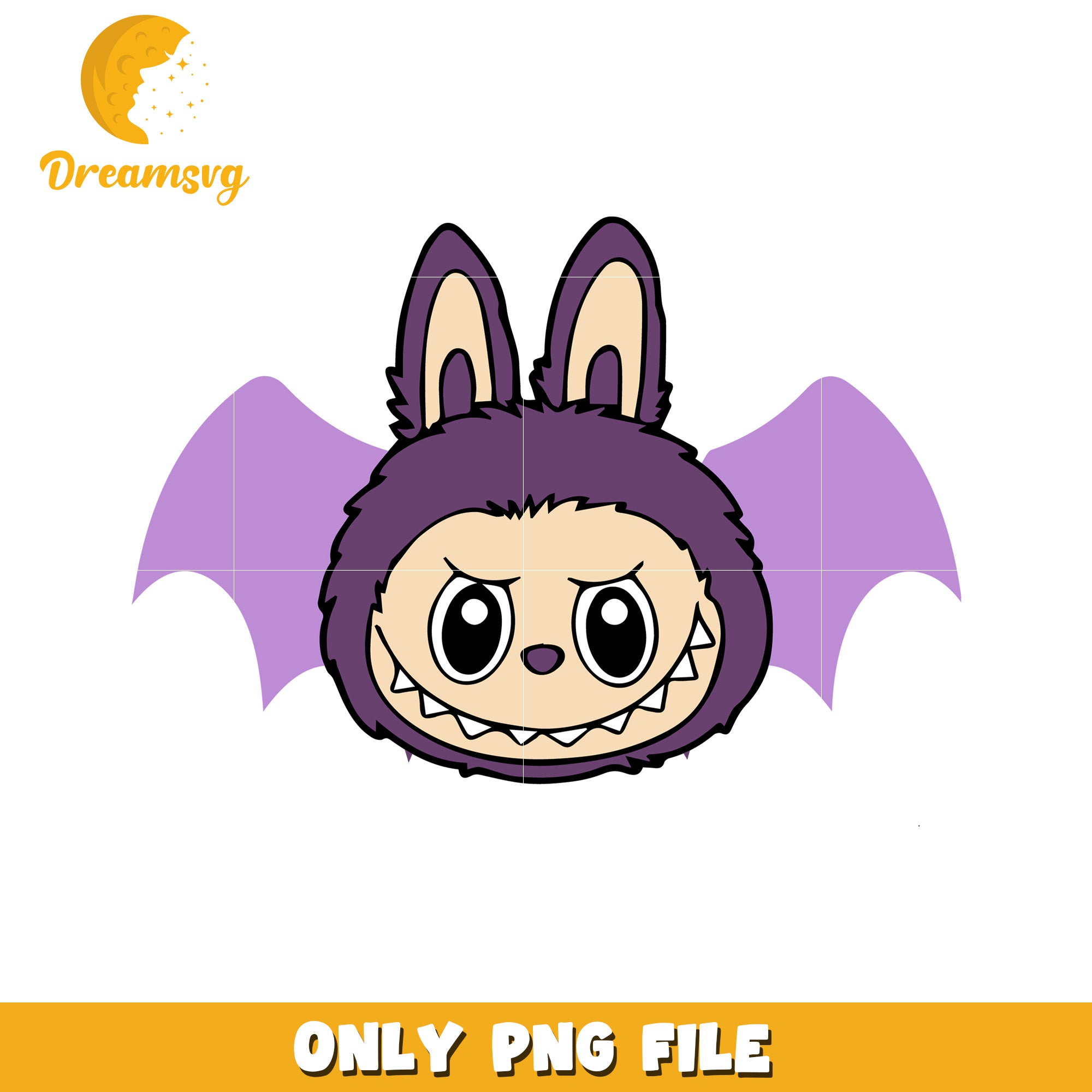 Purple bat head design png, halloween labubu png, halloween pumpkin png