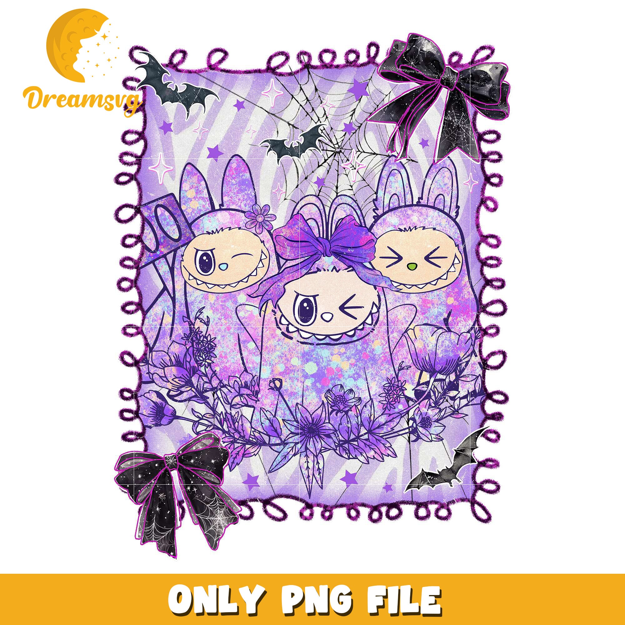 Purple labubu ghoul png, halloween cartoons png, halloween labubu​ png