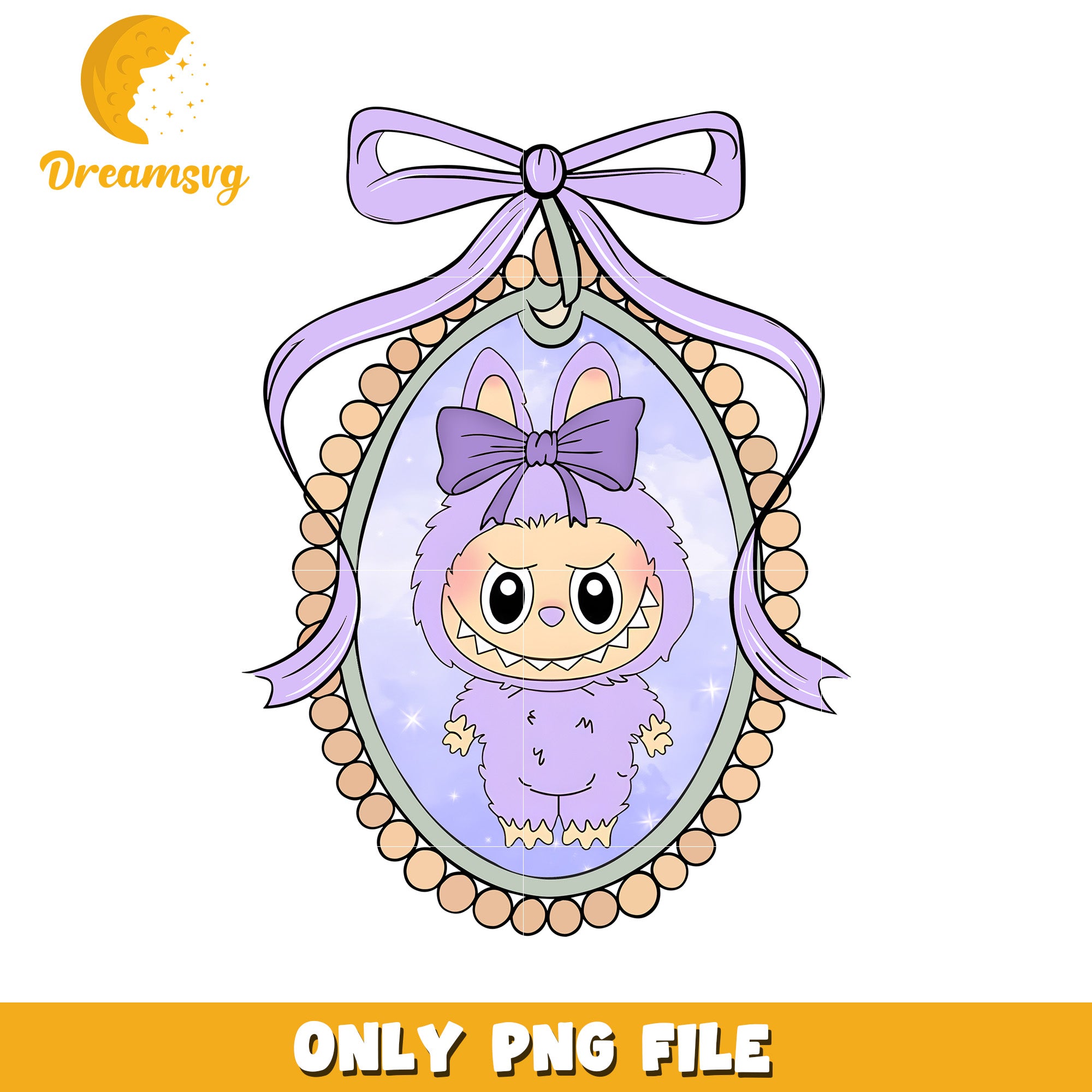 Purple labubu picture frame png, popmart labubu png, labubu art png ...
