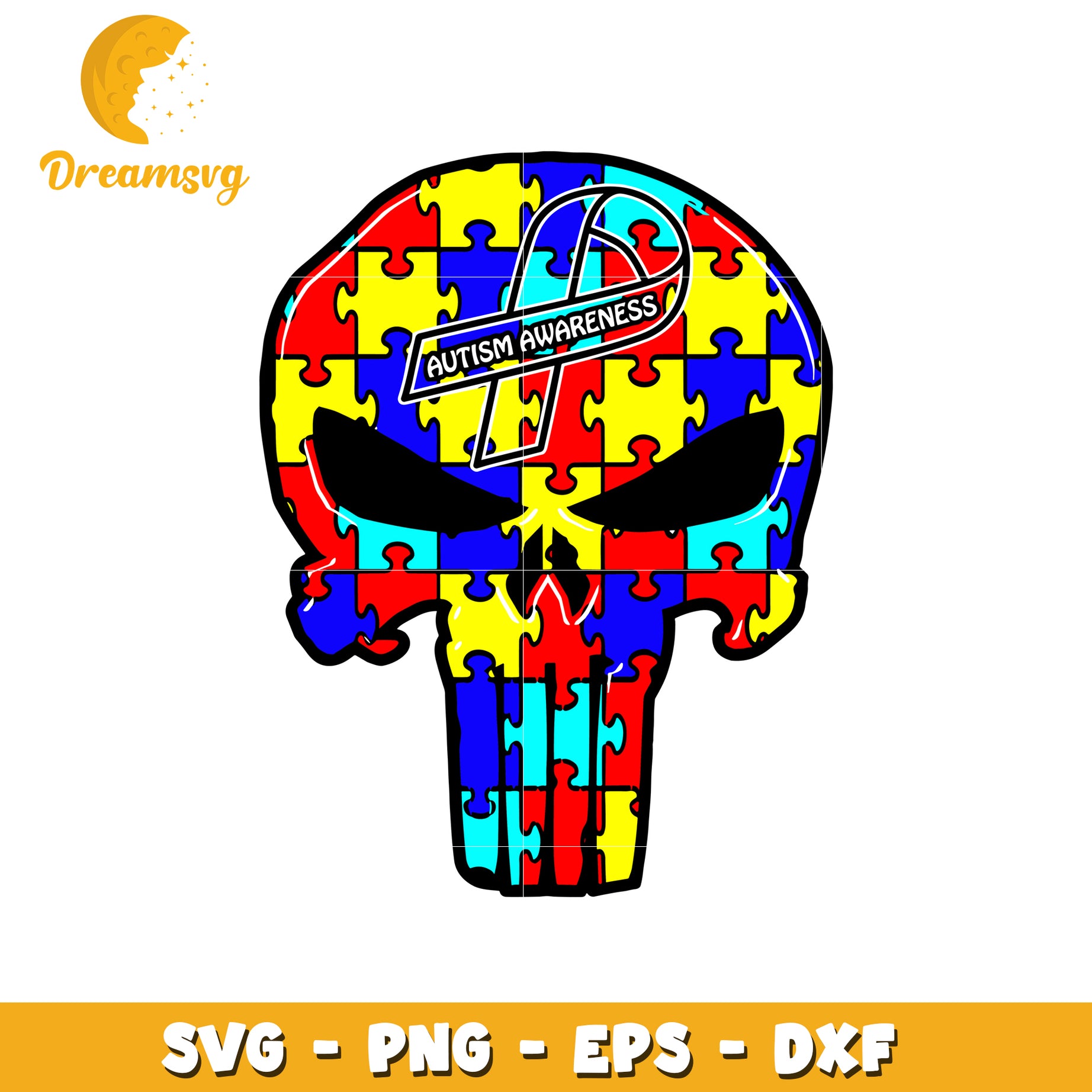 Puzzle skull autism symbol design svg, autism awareness svg