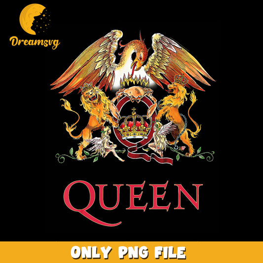 Queen Band Royal Crest Logo PNG, Rock Music Fan Art, Vintage PNG