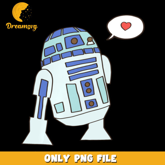 R2-D2 Love Heart Speech Bubble Star Wars PNG, Droid, Cute PNG