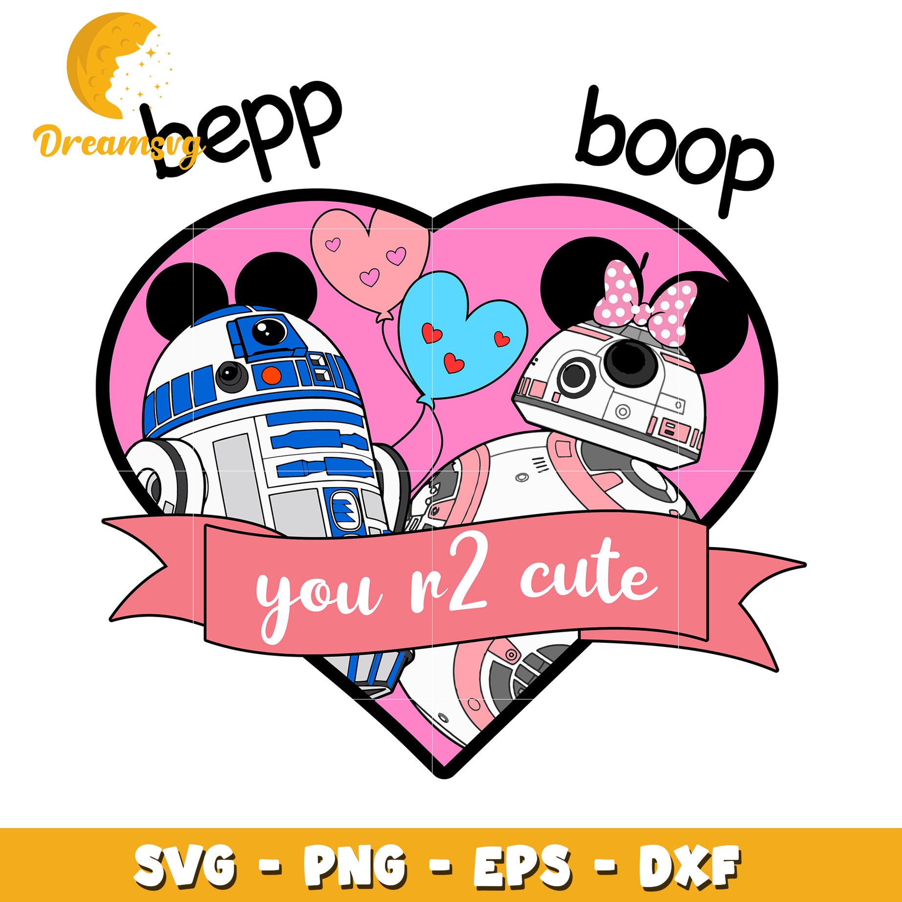 R2D2 BB8 Valentine SVG Cut File