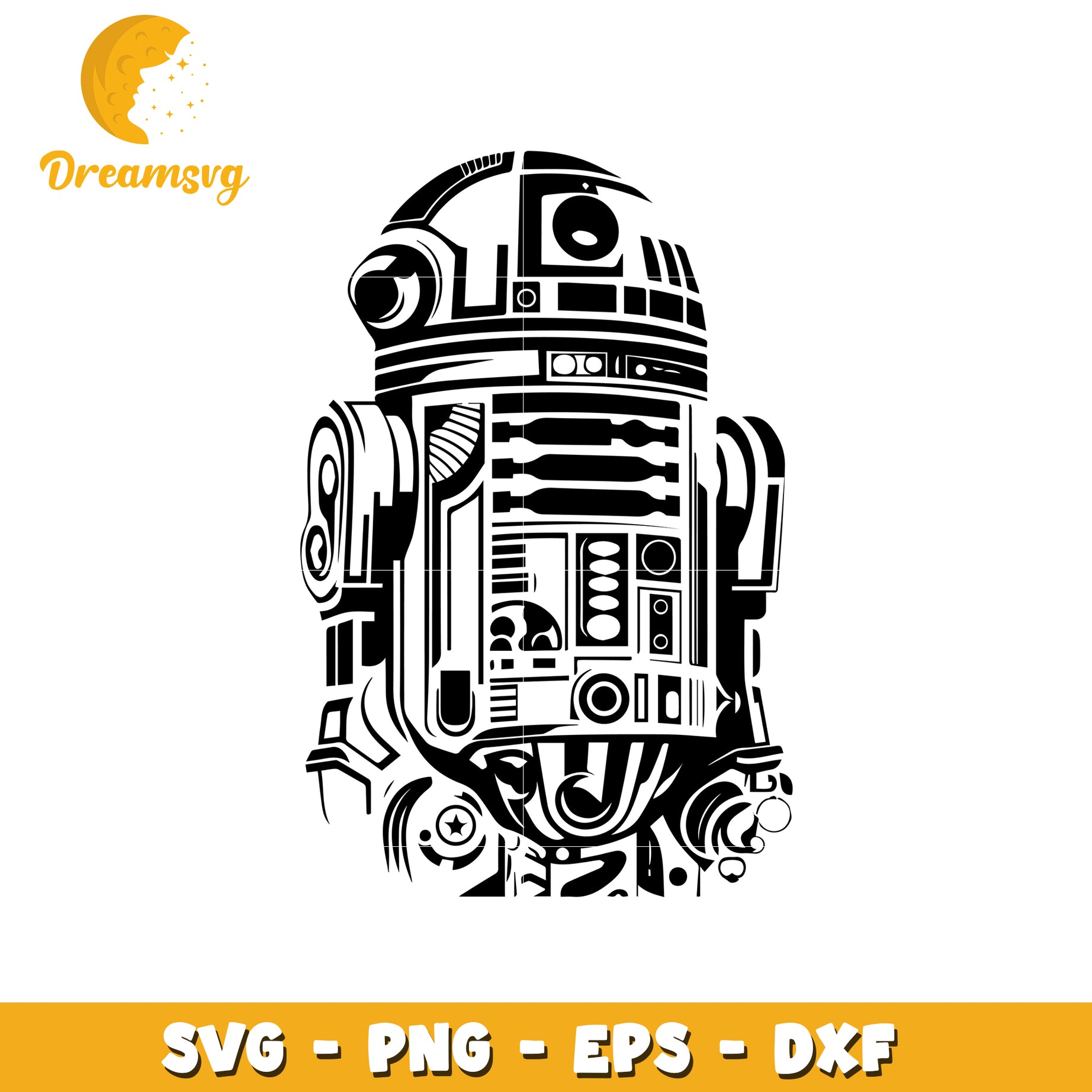 R2D2 SVG Cut File Robot Droid PNG EPS DXF