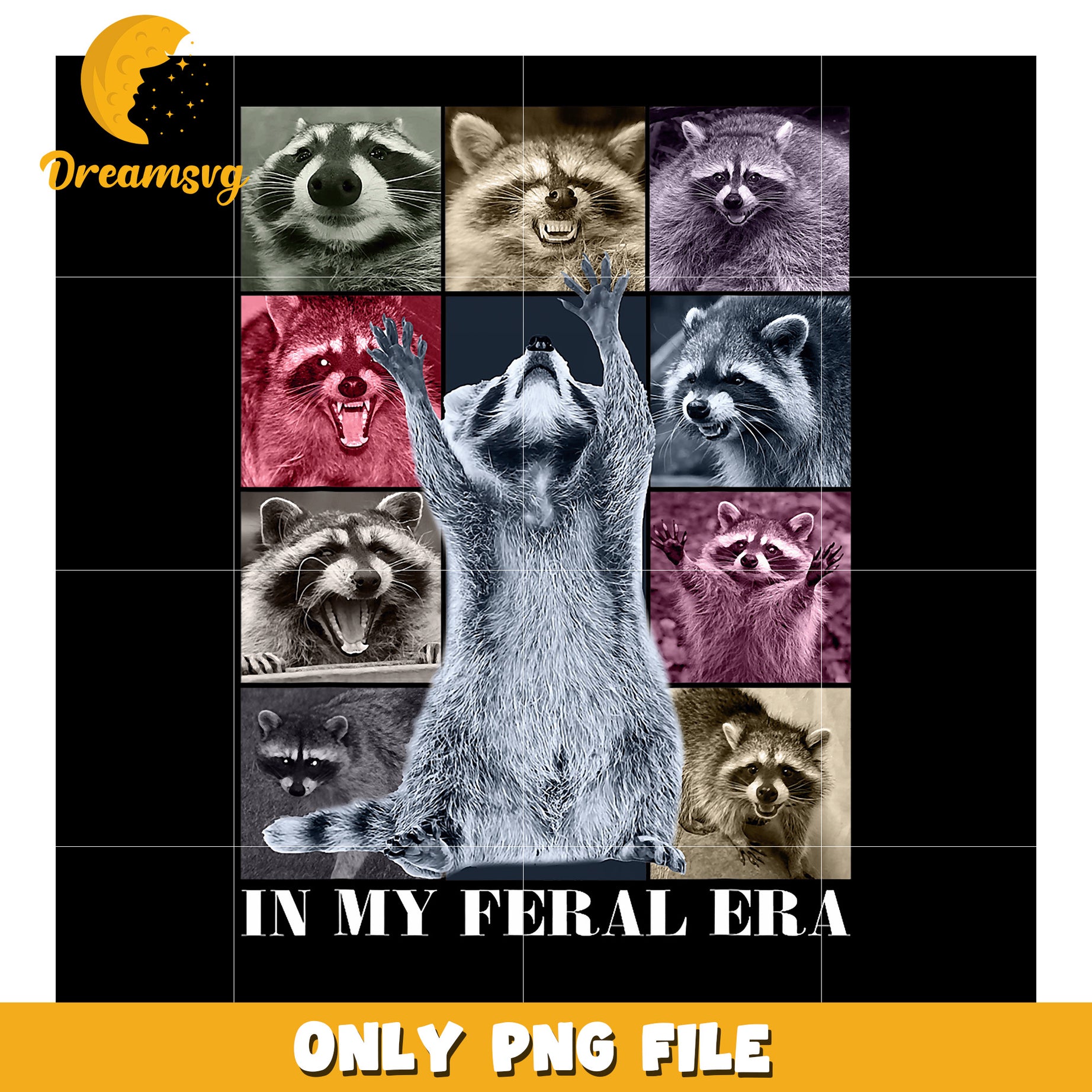 Raccoon Collage PNG In My Feral Era
