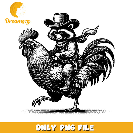 Raccoon Cowboy Rooster PNG Clipart