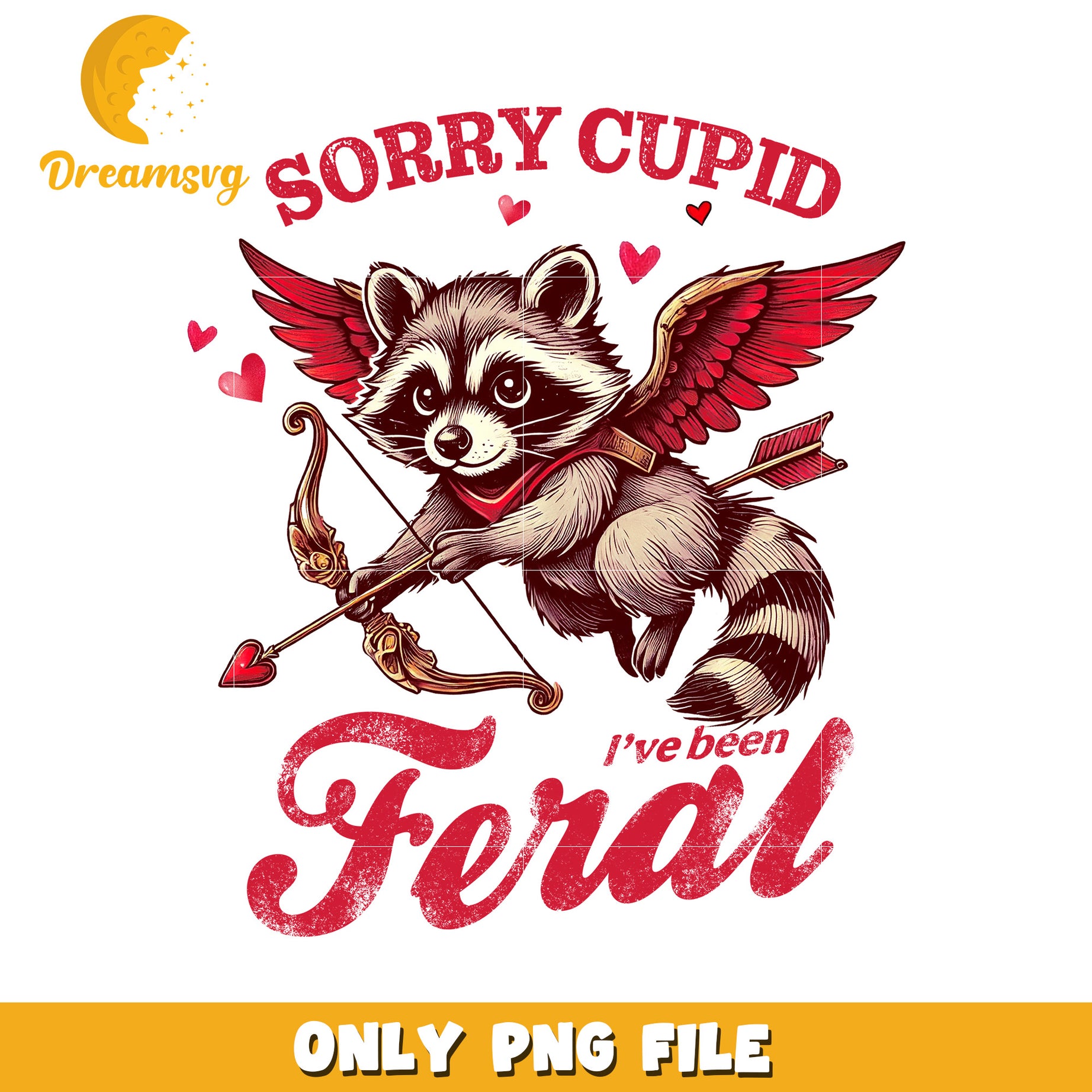 Raccoon Cupid PNG Valentines Day Design