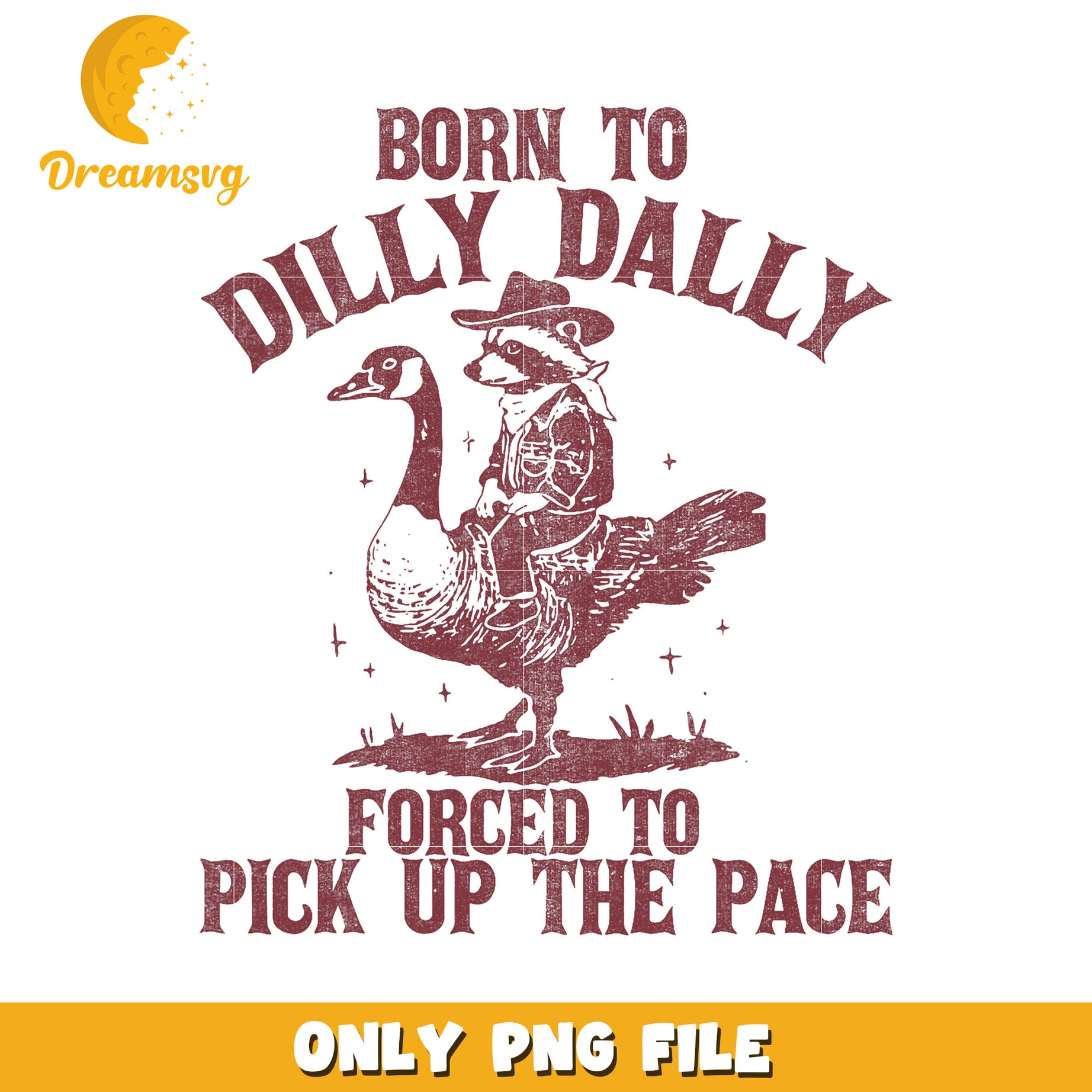 Raccoon Riding Goose PNG Born to Dilly Dally