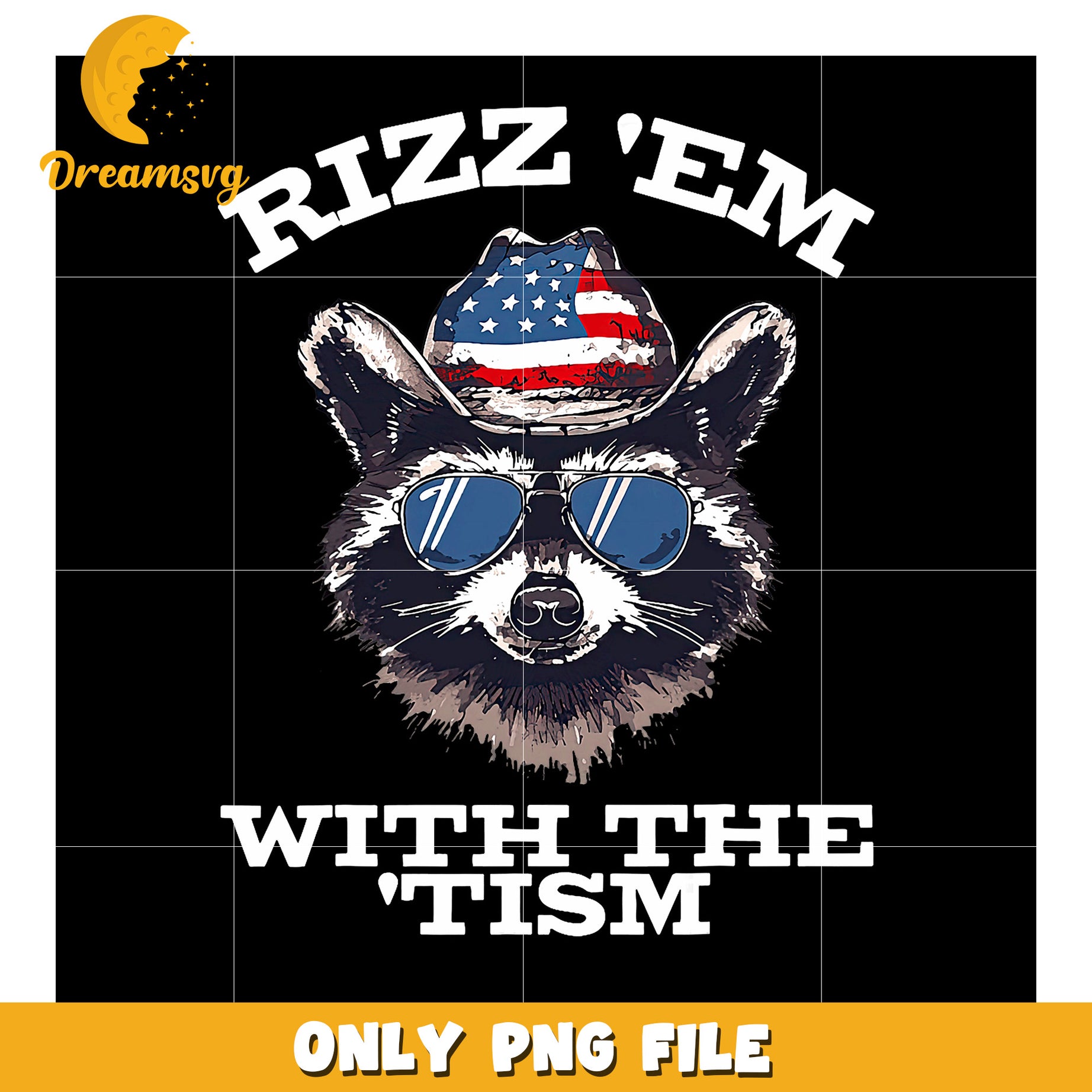 Raccoon Rizz Em PNG Patriotic Design
