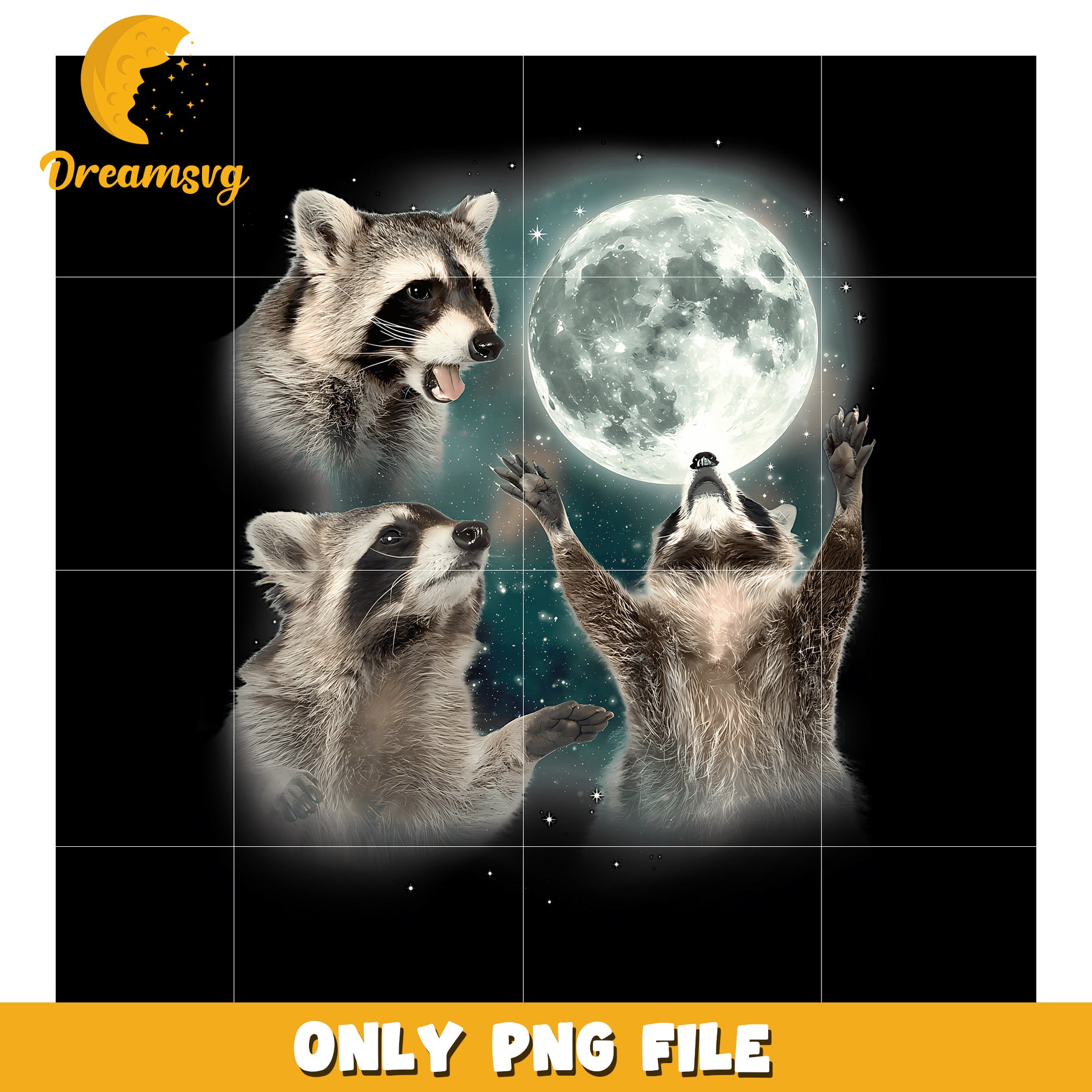 Raccoon Shirt  3 Racoons Howling At Moon png, funny jokes​ png, racoon png