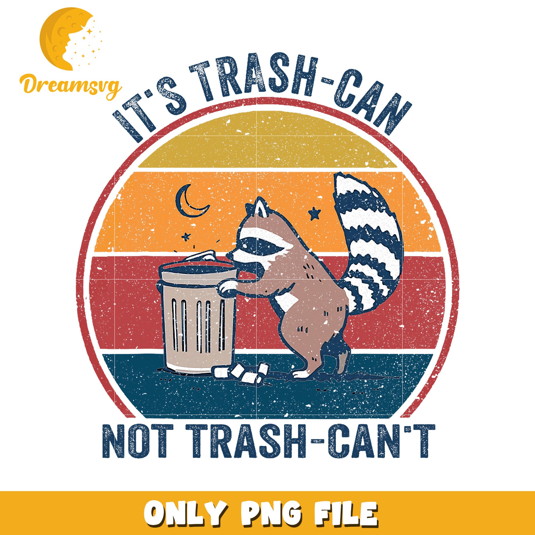 Raccoon Trash Can PNG Retro Design