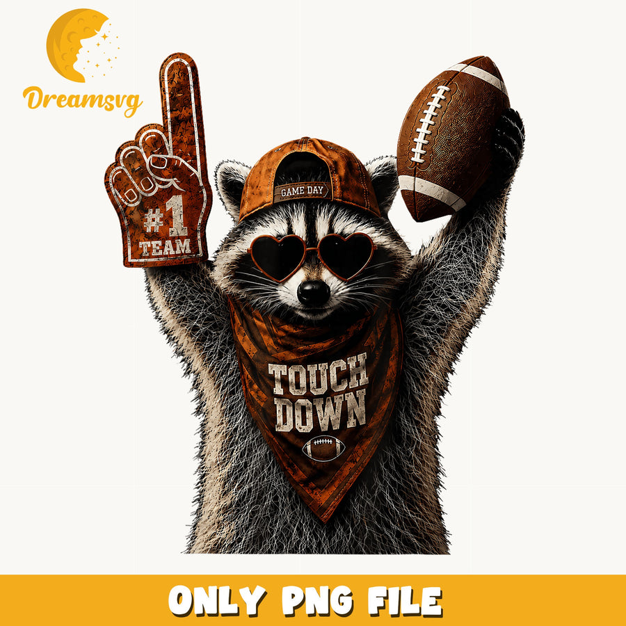 Raccoon Football Game Day Touchdown PNG, #1 Team Fan, Sports PNG