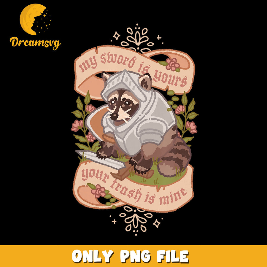Raccoon Knight PNG, Funny Quote, Cute Animal Art PNG