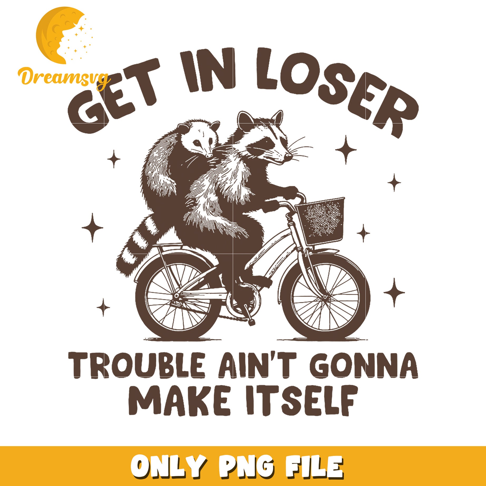 Raccoon & Opossum Bike PNG Get In Loser