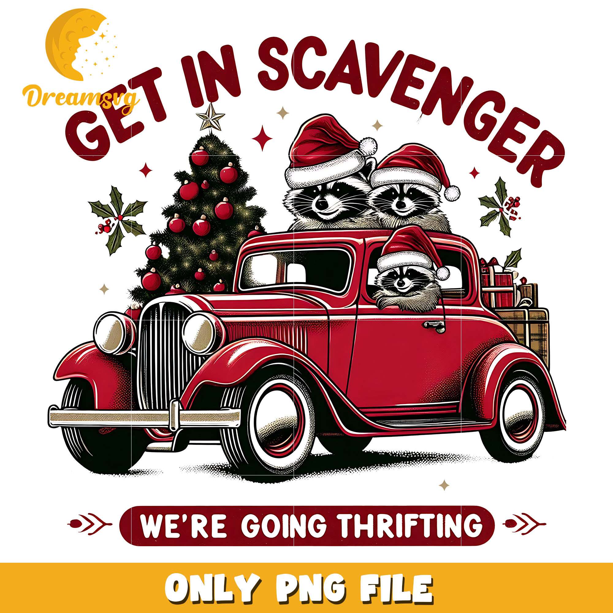 Raccoon get in scavenger png, Raccoon png, christmas png