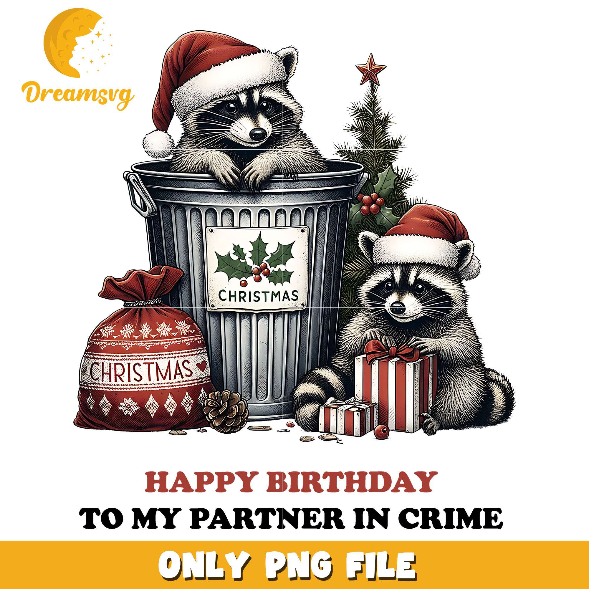 Raccoon happy birthday png, Raccoon png, christmas png
