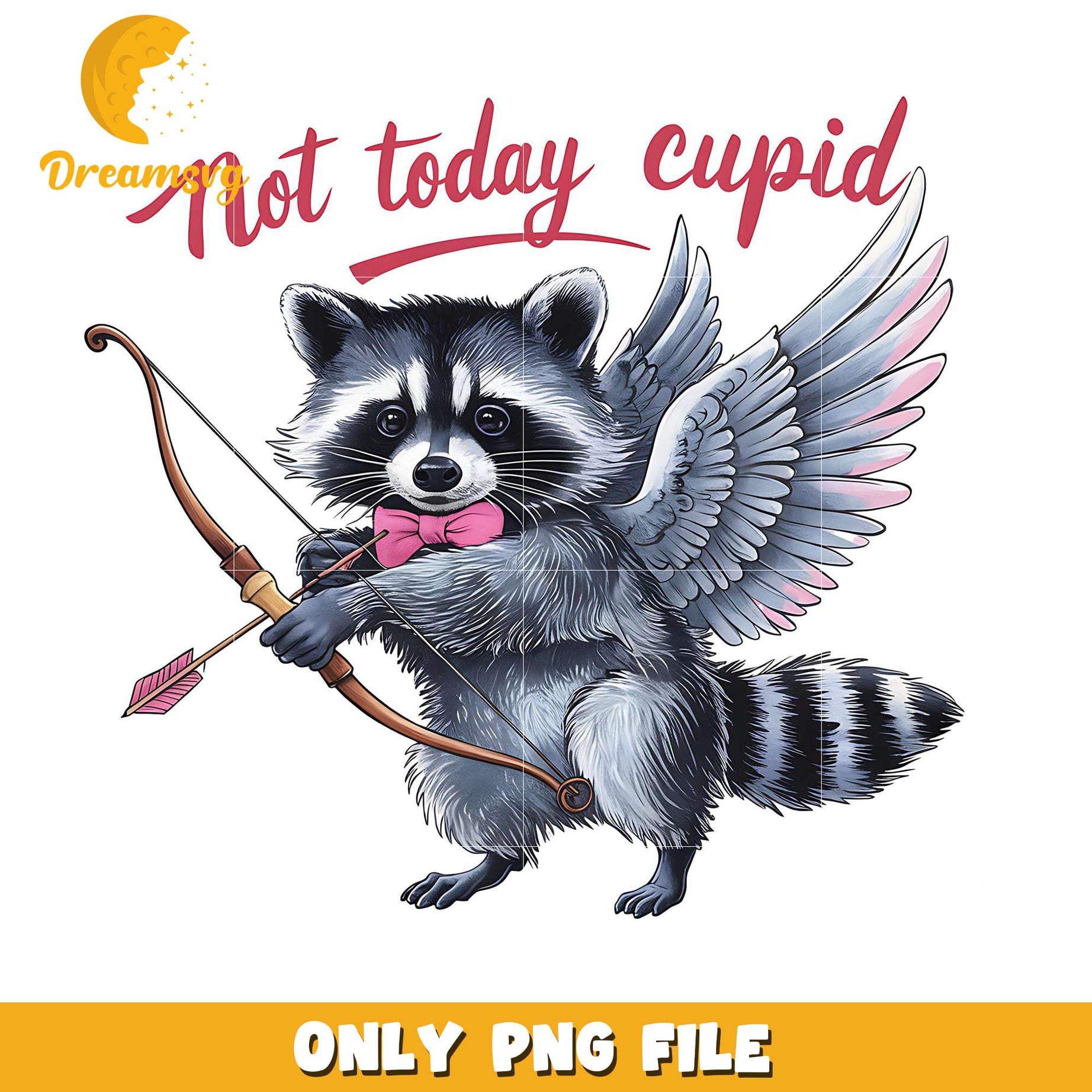 Raccoon not today cupid png, valentine cupid png, funny raccoon png