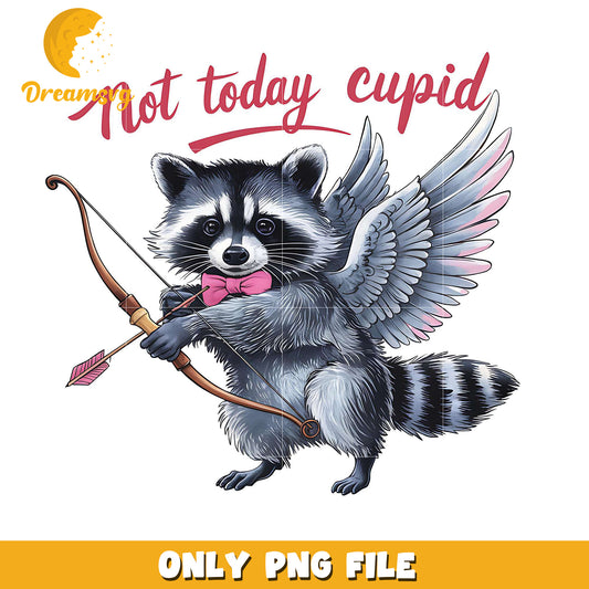 Raccoon not today cupid png, valentine cupid png, funny raccoon png