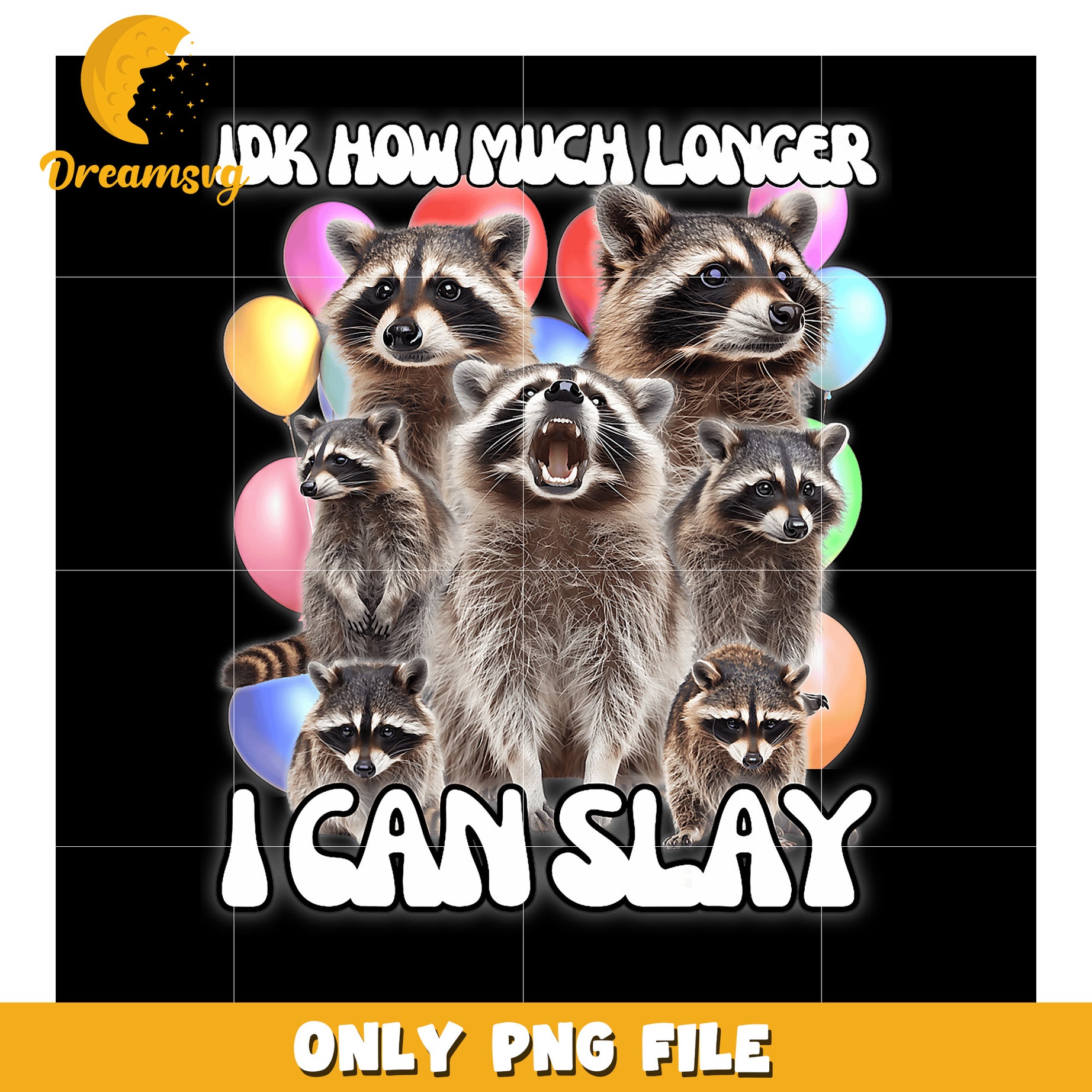 Raccoons Balloons PNG Sublimation Design