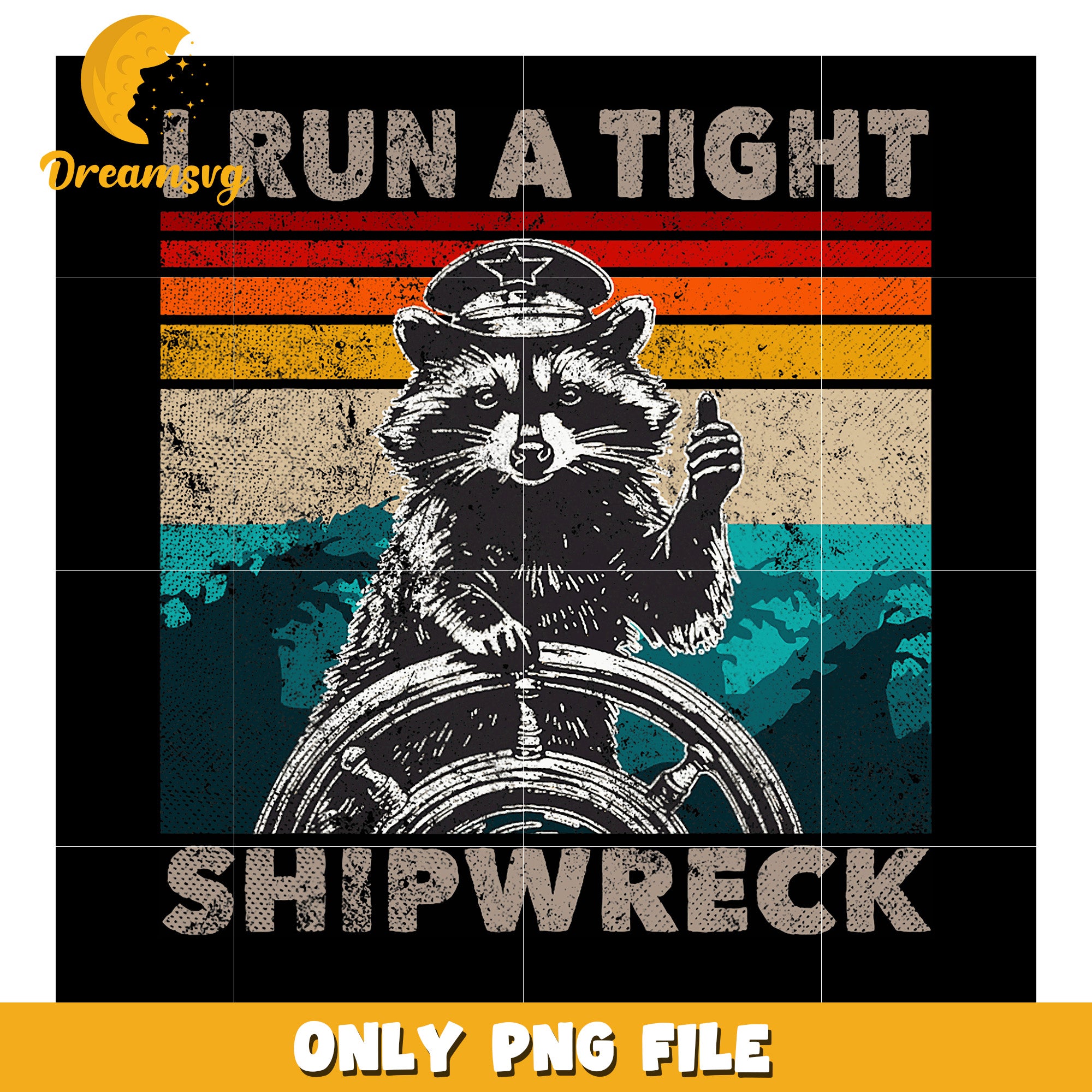 Racoon Captain Shipwreck PNG Design