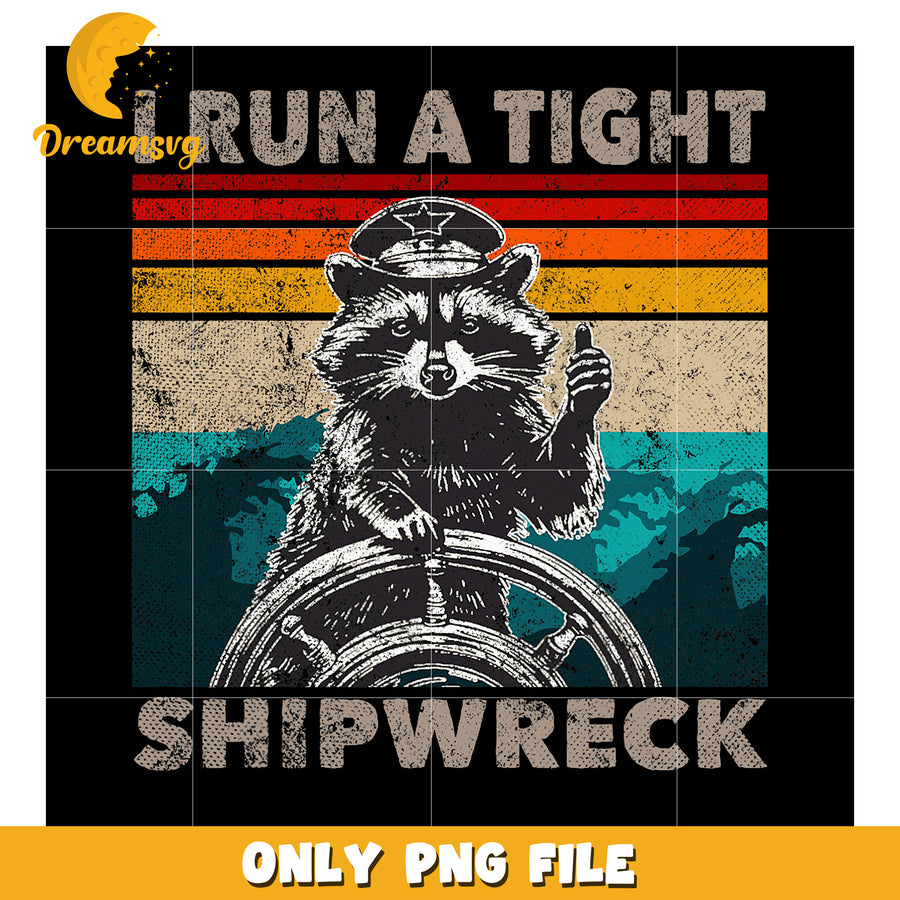 Racoon Captain Shipwreck PNG Design