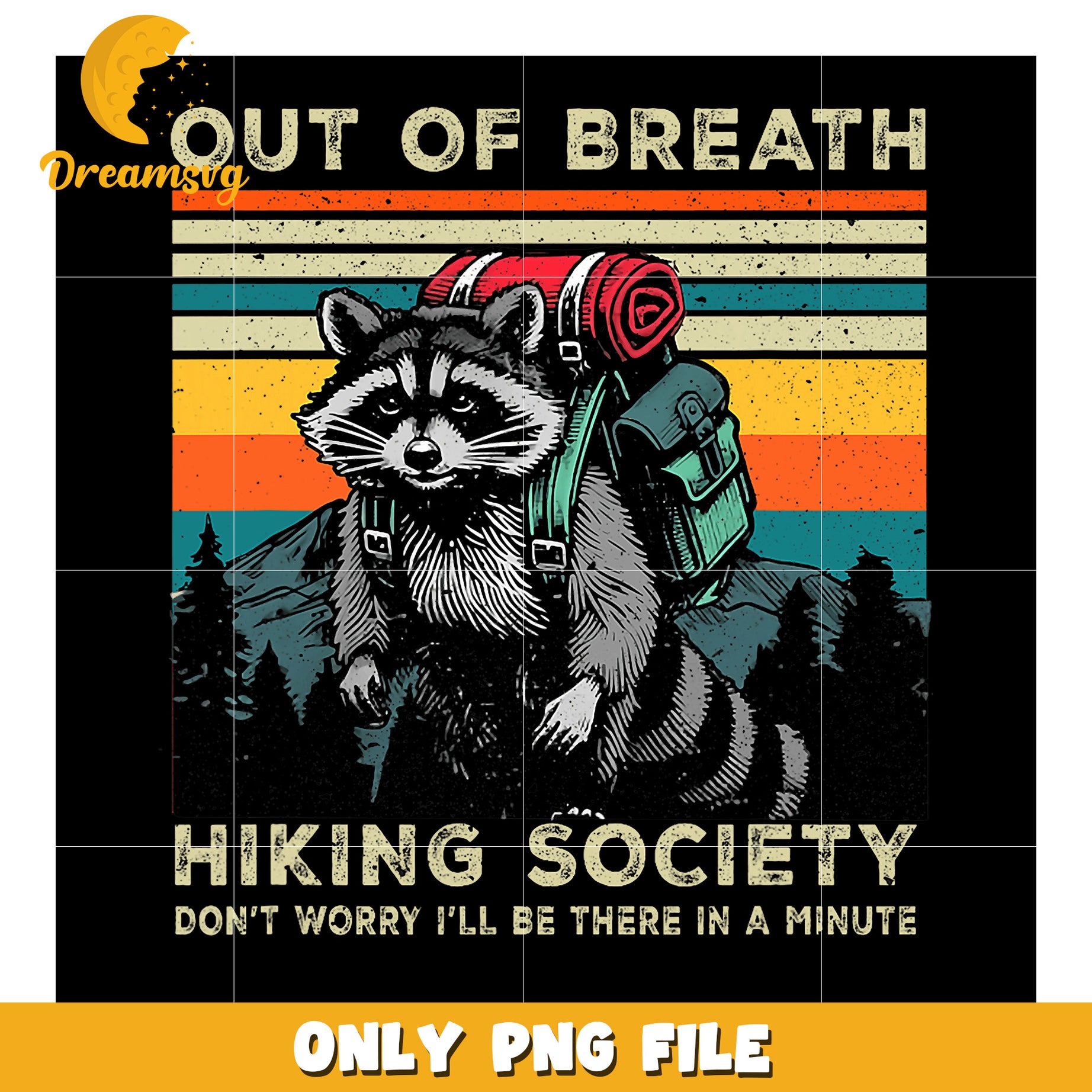 Racoon Hiking Society PNG Retro Design