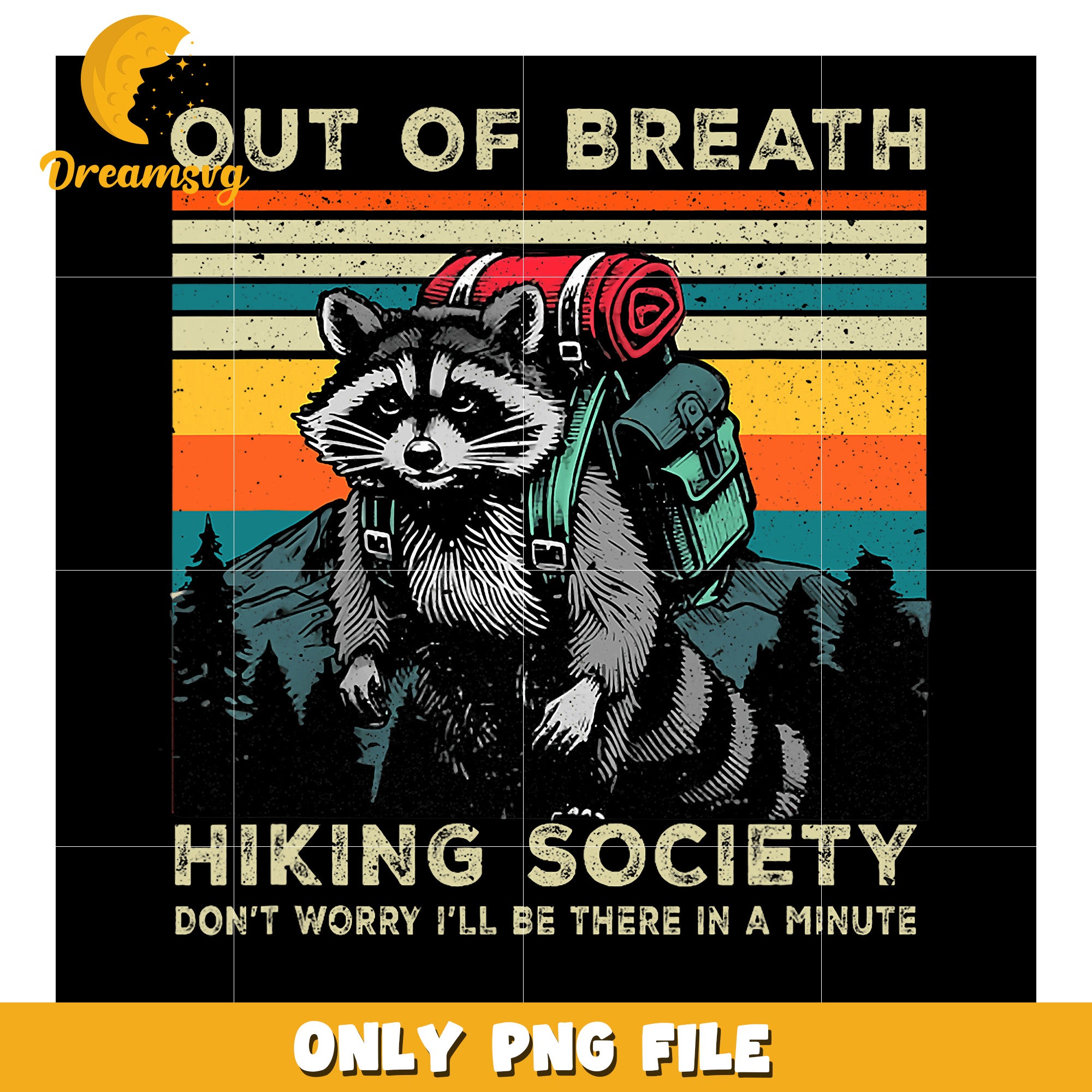 Racoon Hiking Society PNG Retro Design