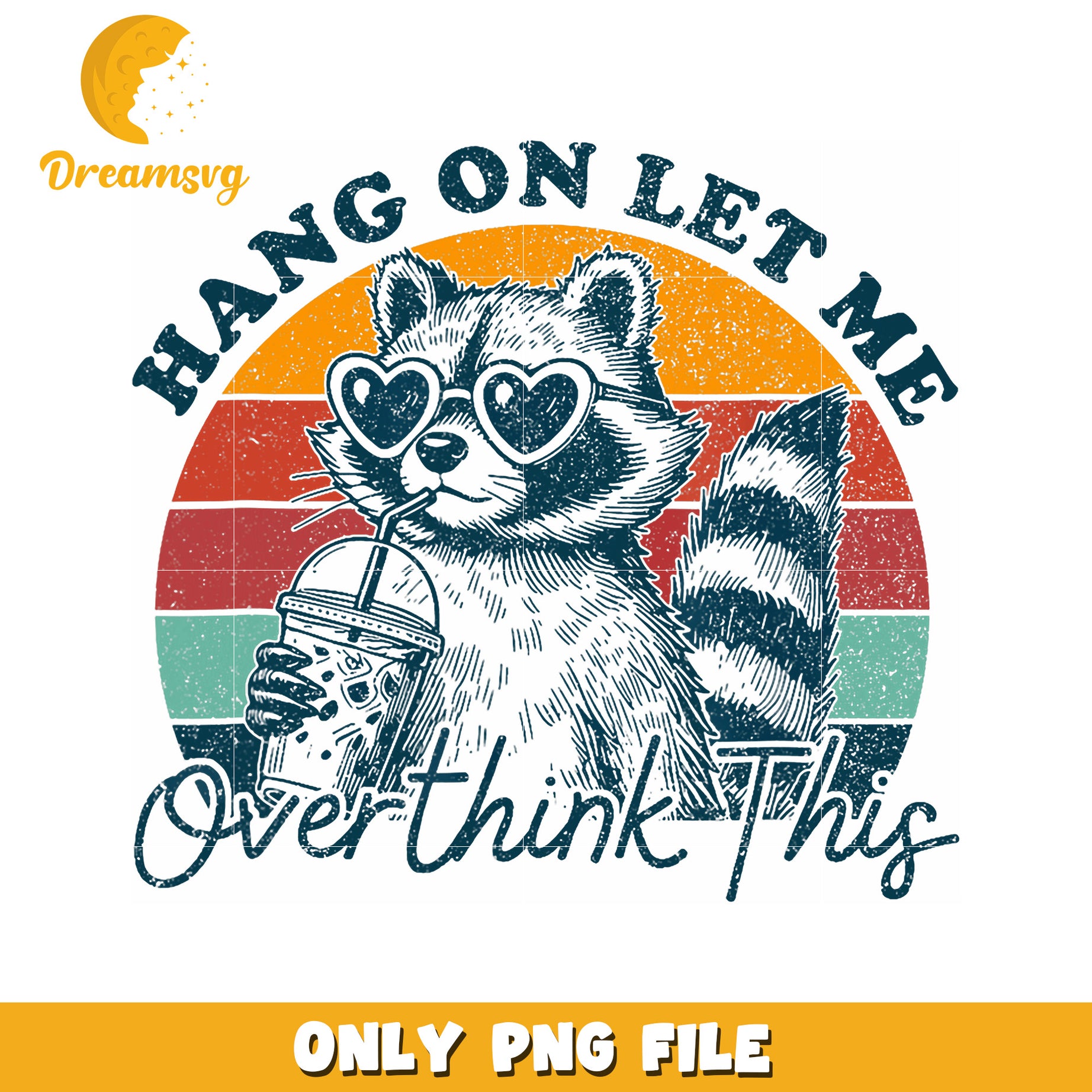 Racoon Overthinking PNG Sublimation Design