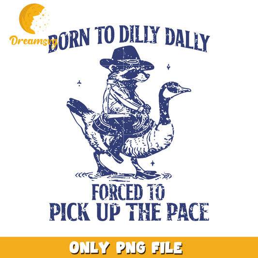 Racoon Riding Goose PNG Funny Design