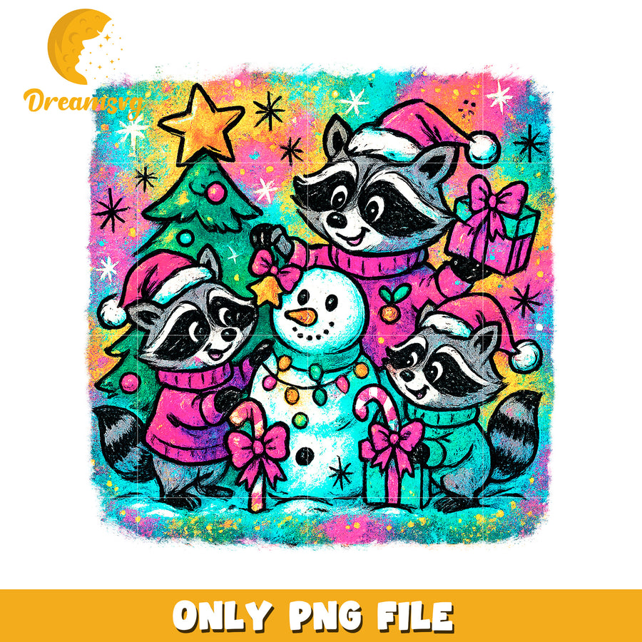 Racoon christmas png, christmas story png, christmas cartoon png