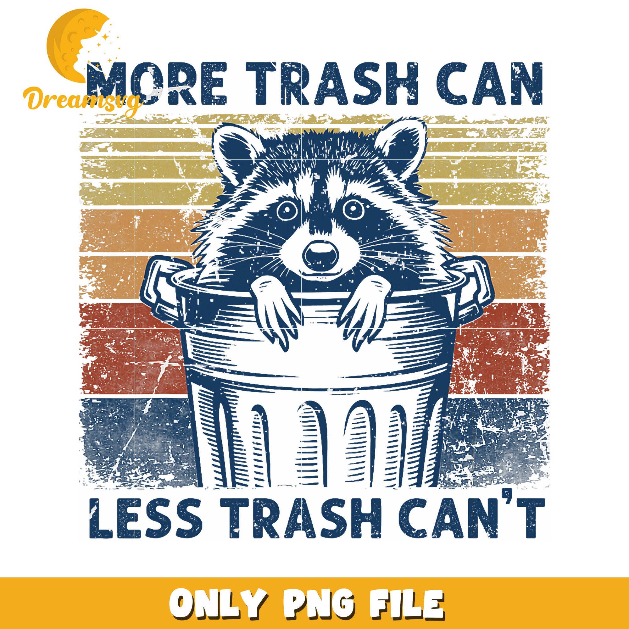 Racoon in Trash Can PNG Retro Design
