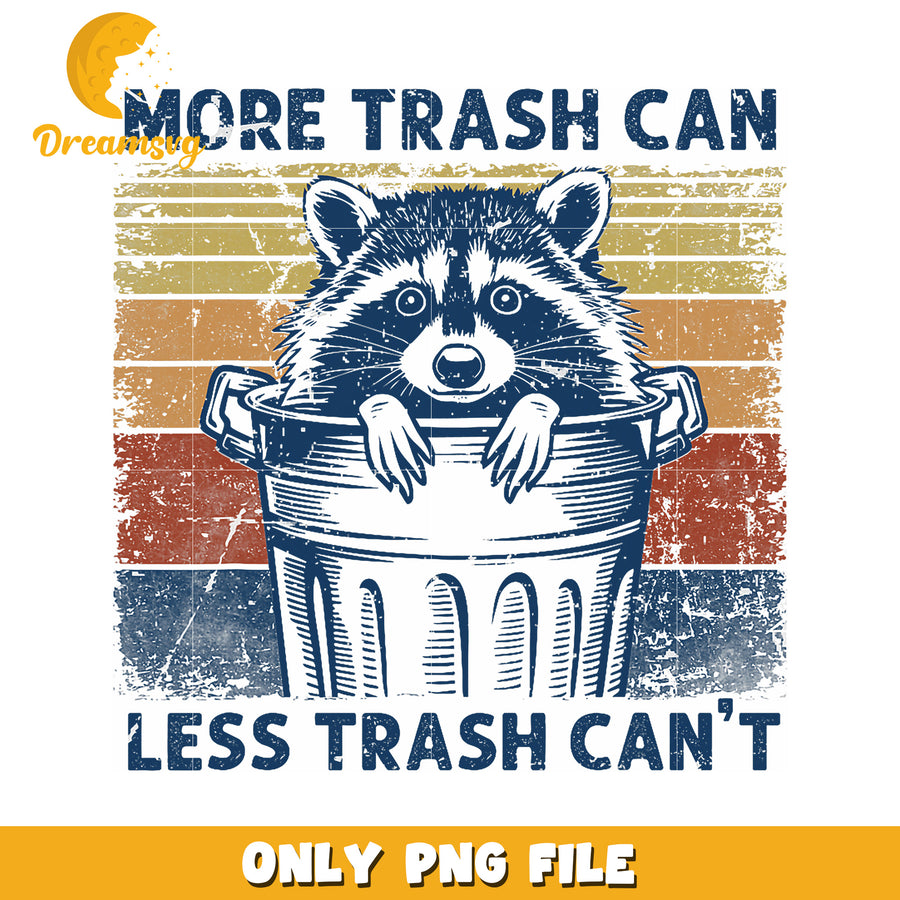 Racoon in Trash Can PNG Retro Design