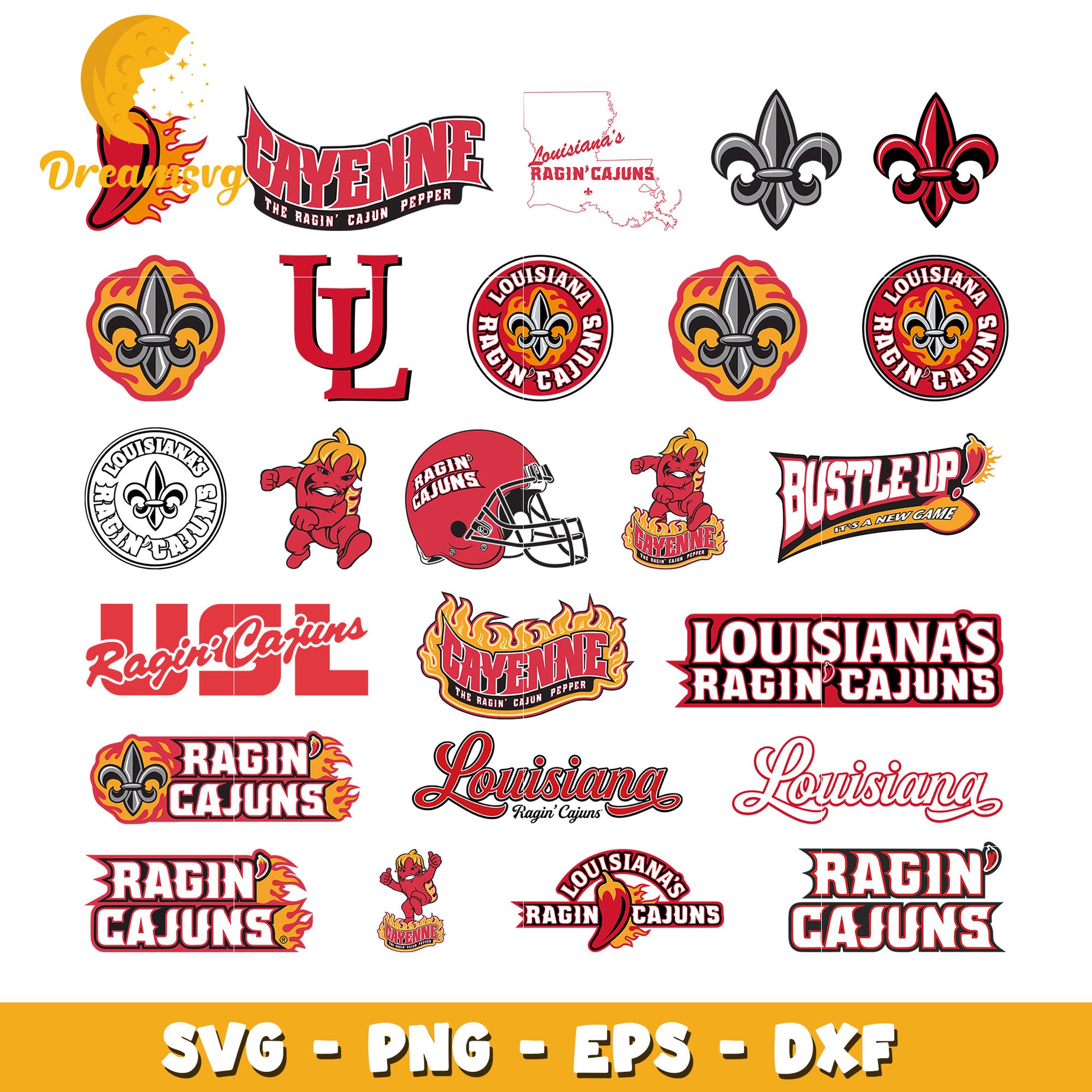 Ragin cajuns logo bundle svg, ragin cajun football​ svg