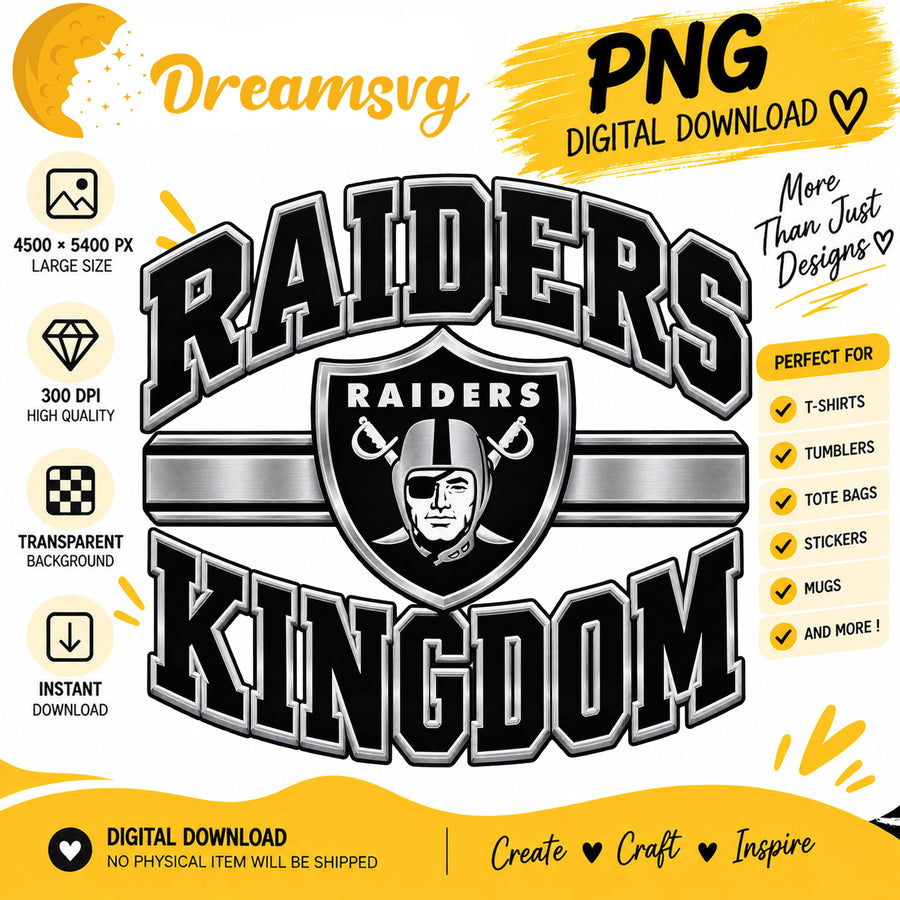Raiders Kingdom PNG, Las Vegas Football Fan Sublimation