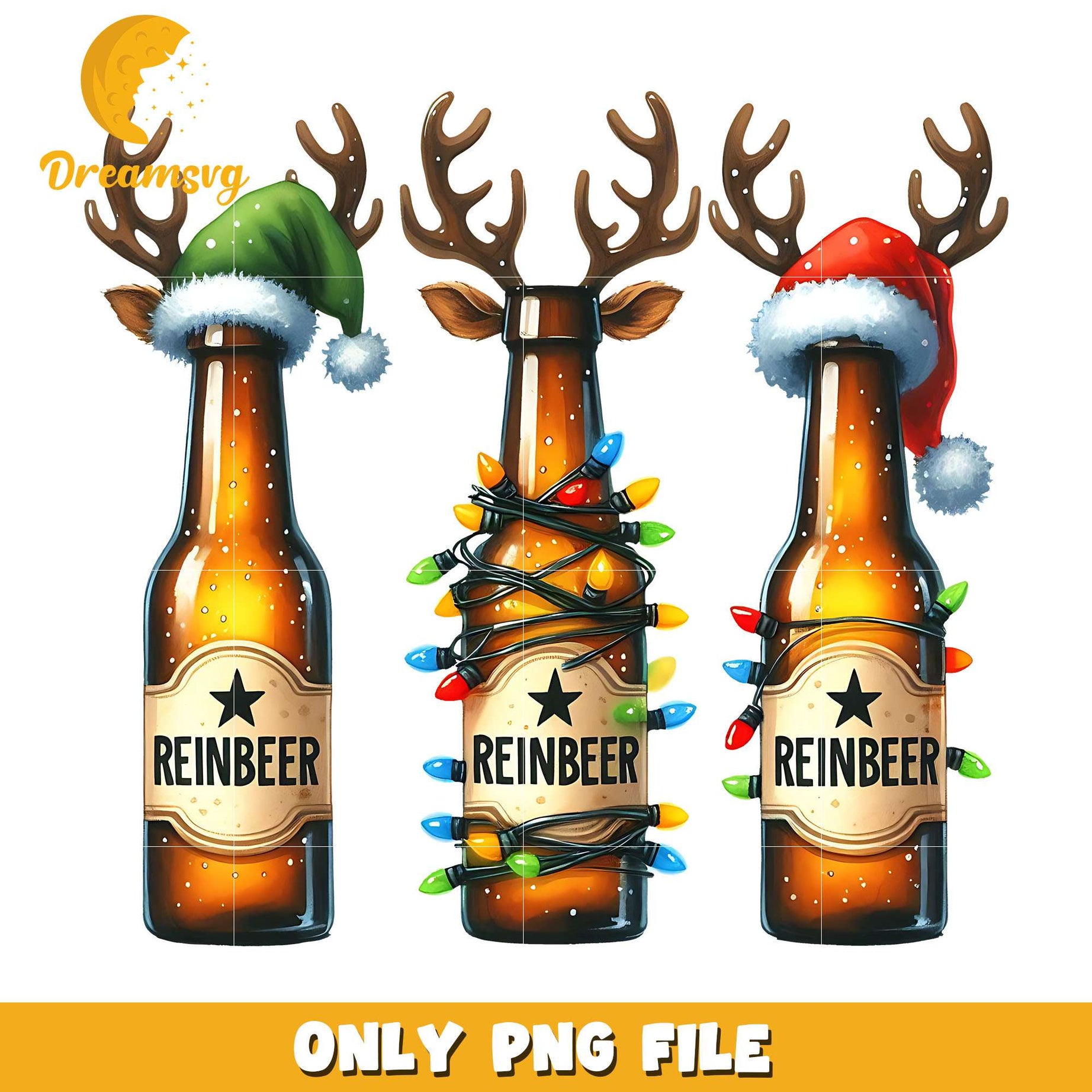 Rainbeer and light png, merry christmas png, christmas png